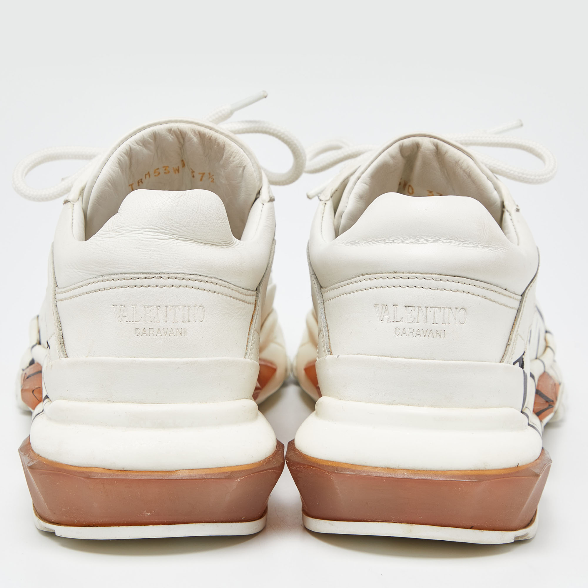 Valentino White Leather VLTN Bounce Sneakers Size 37.5