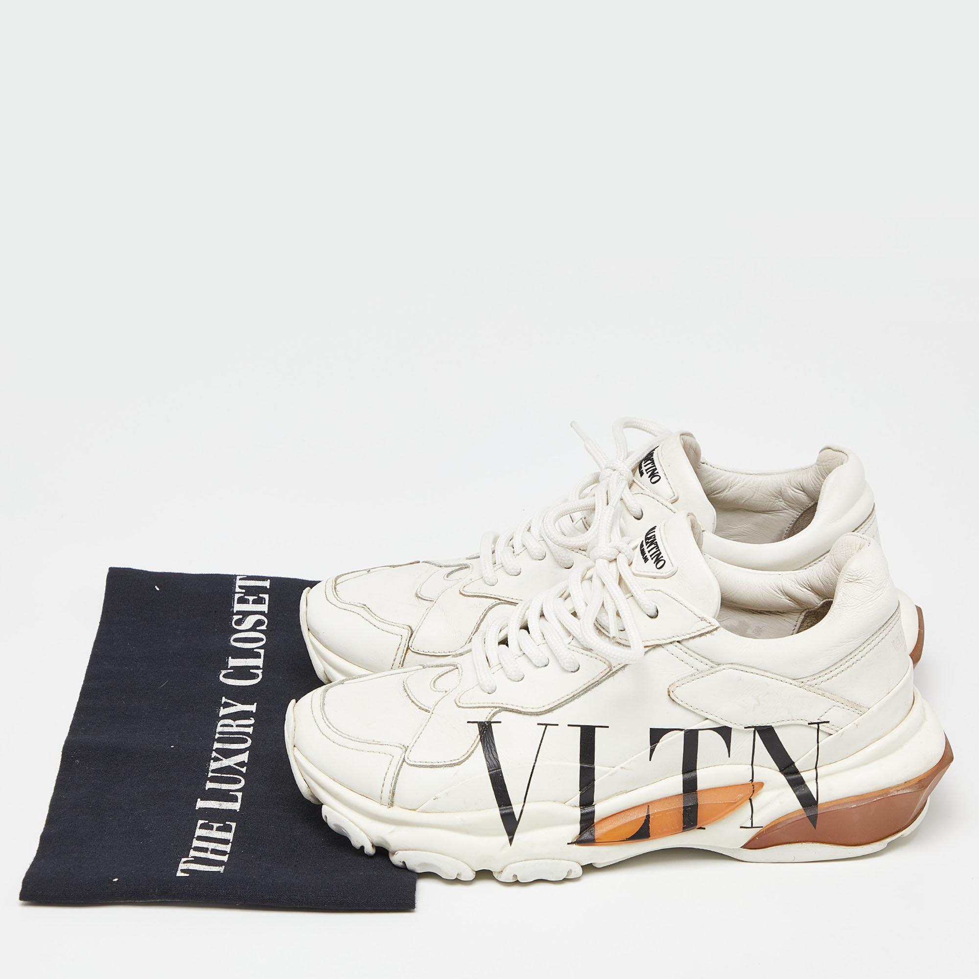 Valentino White Leather VLTN Bounce Sneakers Size 37.5