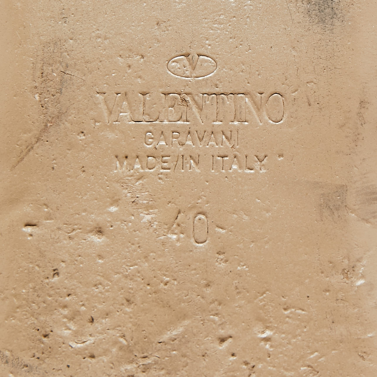Valentino Beige Leather Rockstud Flats Size 40