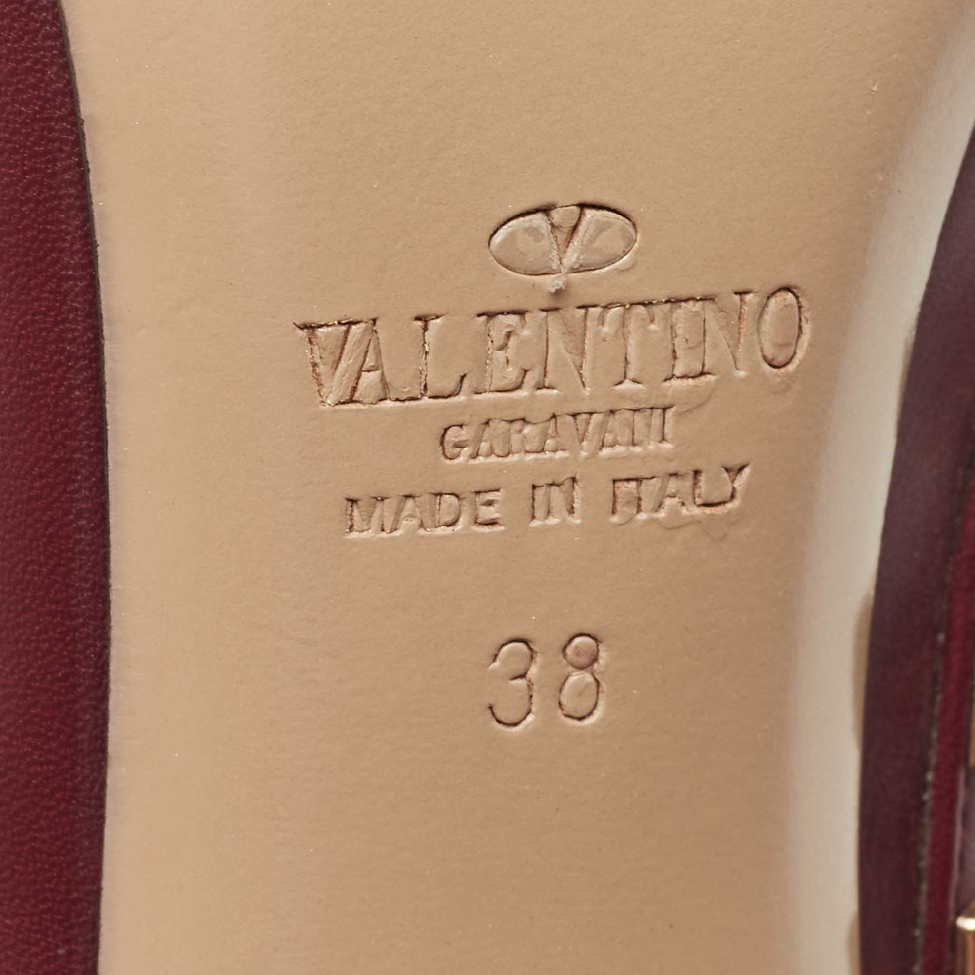 Valentino Purple Leather Rockstud Ankle Strap Pumps Size 38