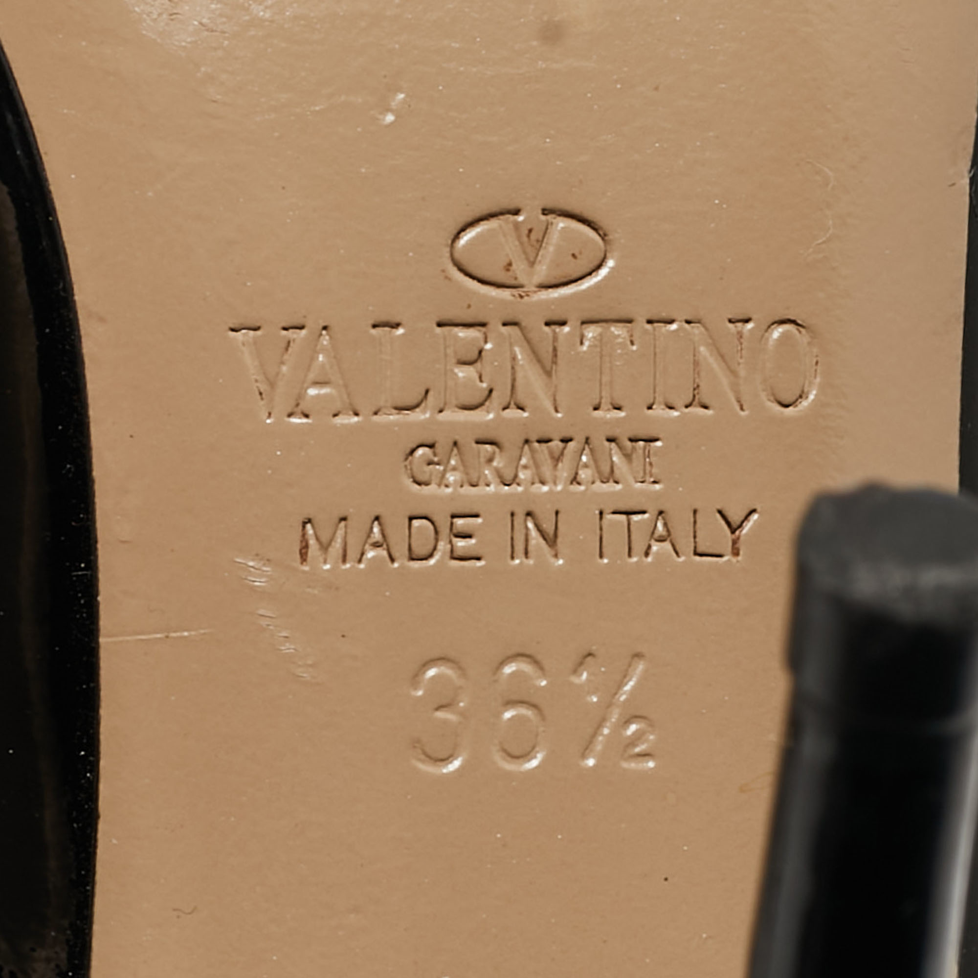 Valentino Black Patent Leather Rockstud Ankle Strap Pumps Size 36.5