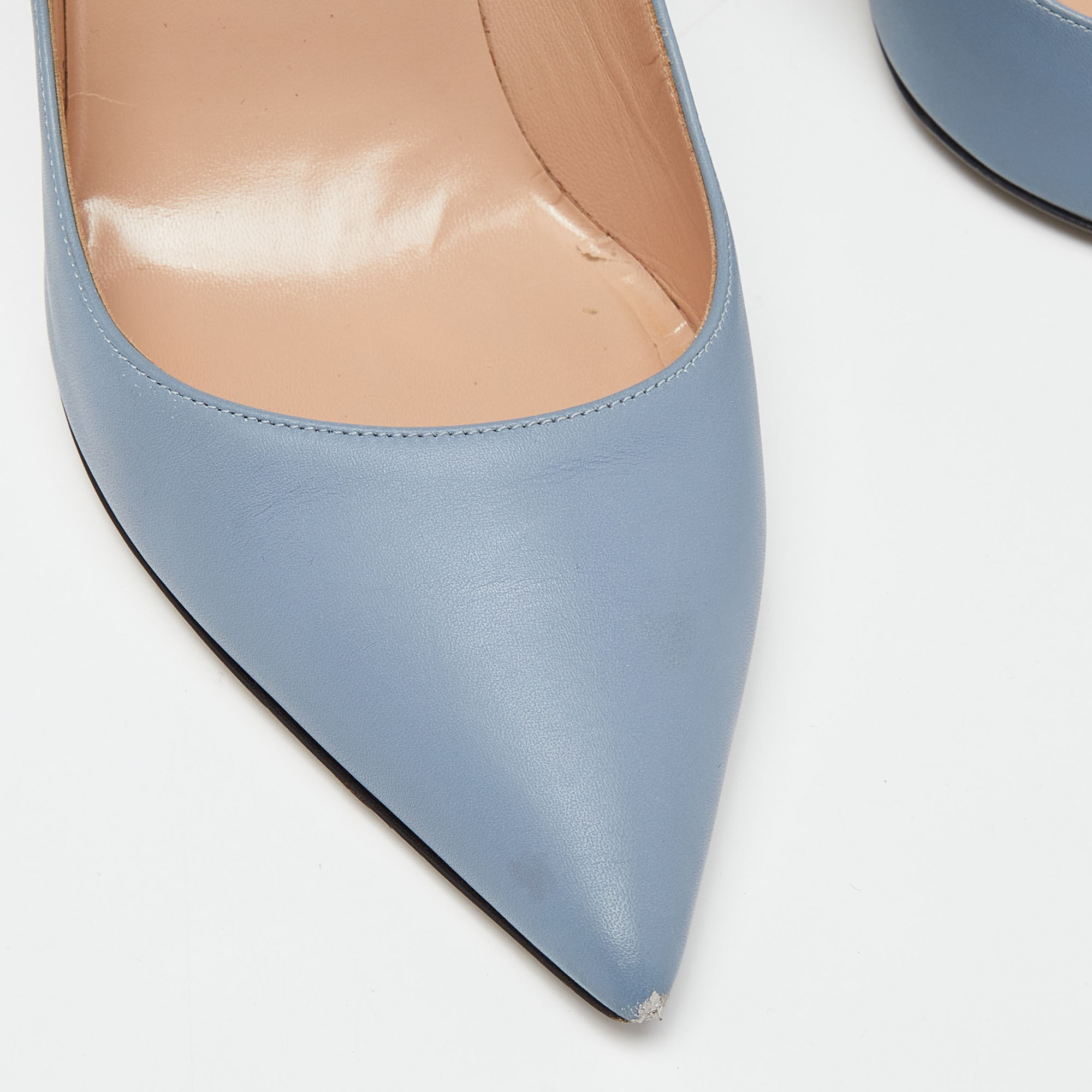 Valentino Blue Leather Pointed Toe Pumps Size 39.5
