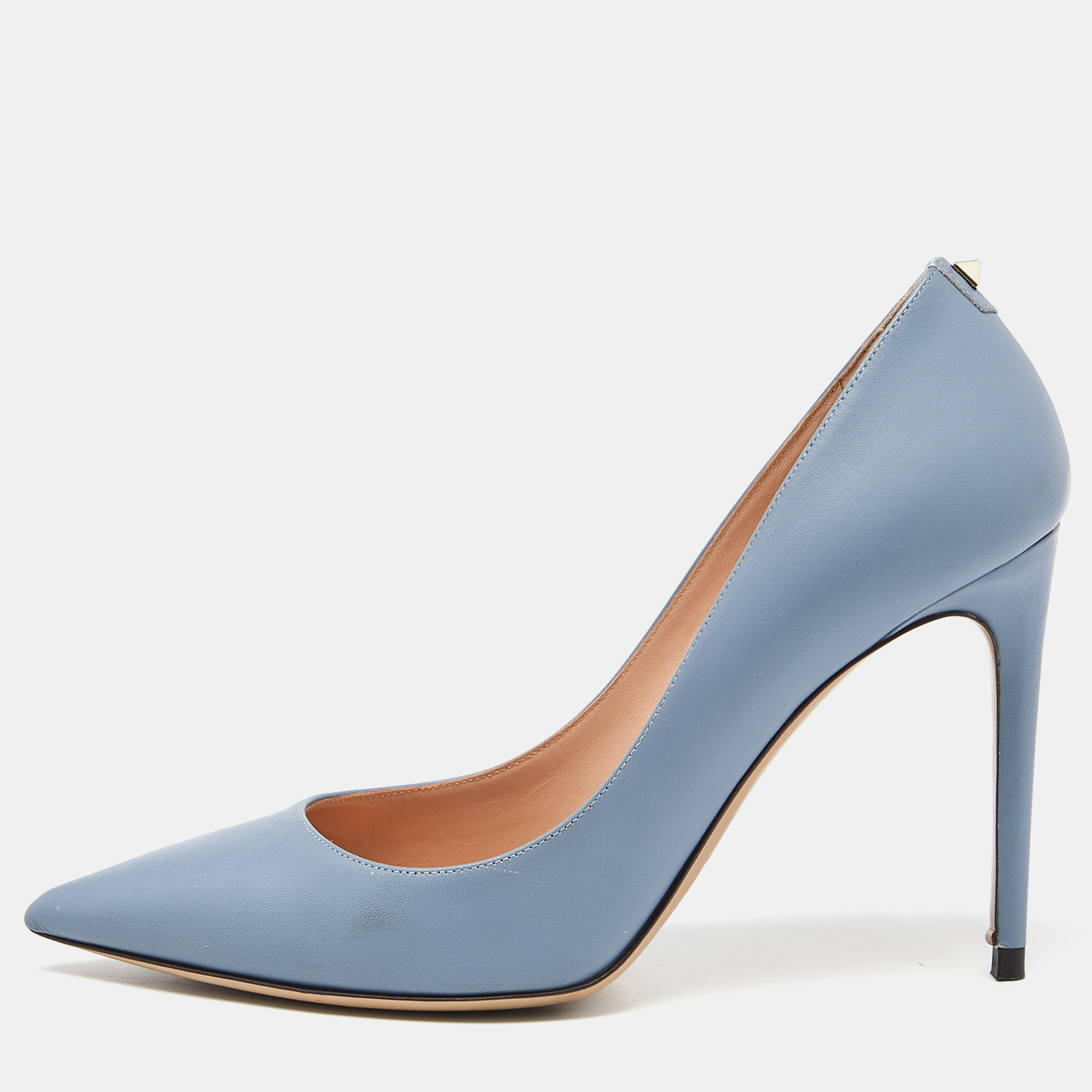 Valentino blue leather pointed toe pumps size 39.5