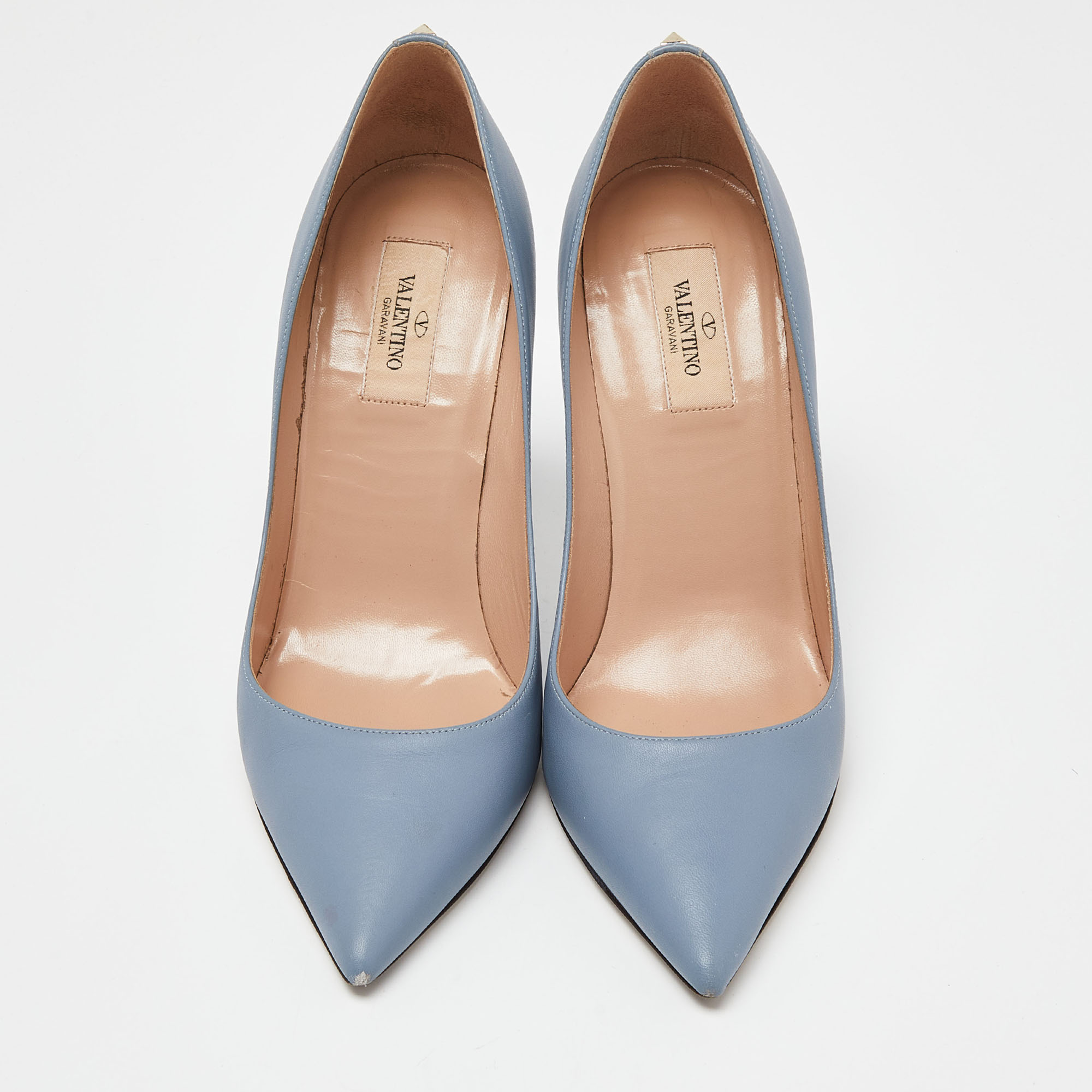 Valentino Blue Leather Pointed Toe Pumps Size 39.5