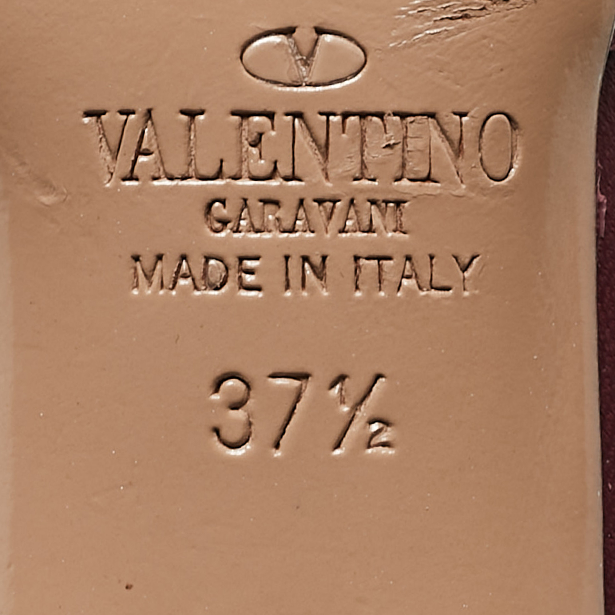 Valentino Burgundy Leather Rockstud Ankle Strap Pumps Size 37.5
