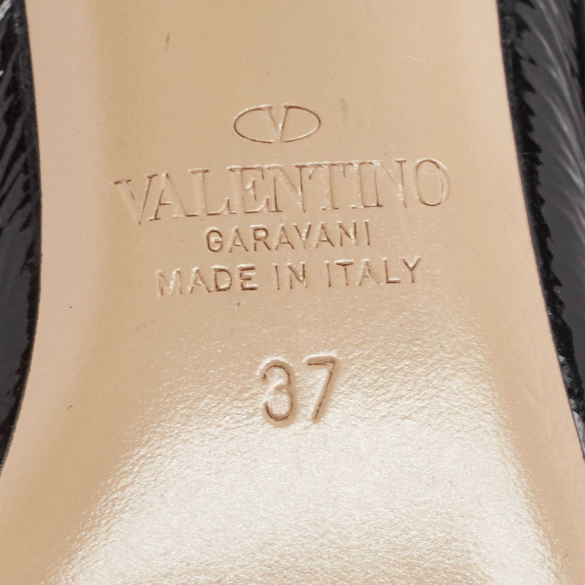 Valentino Black Leather Rockstud Slingback Pumps Size 37