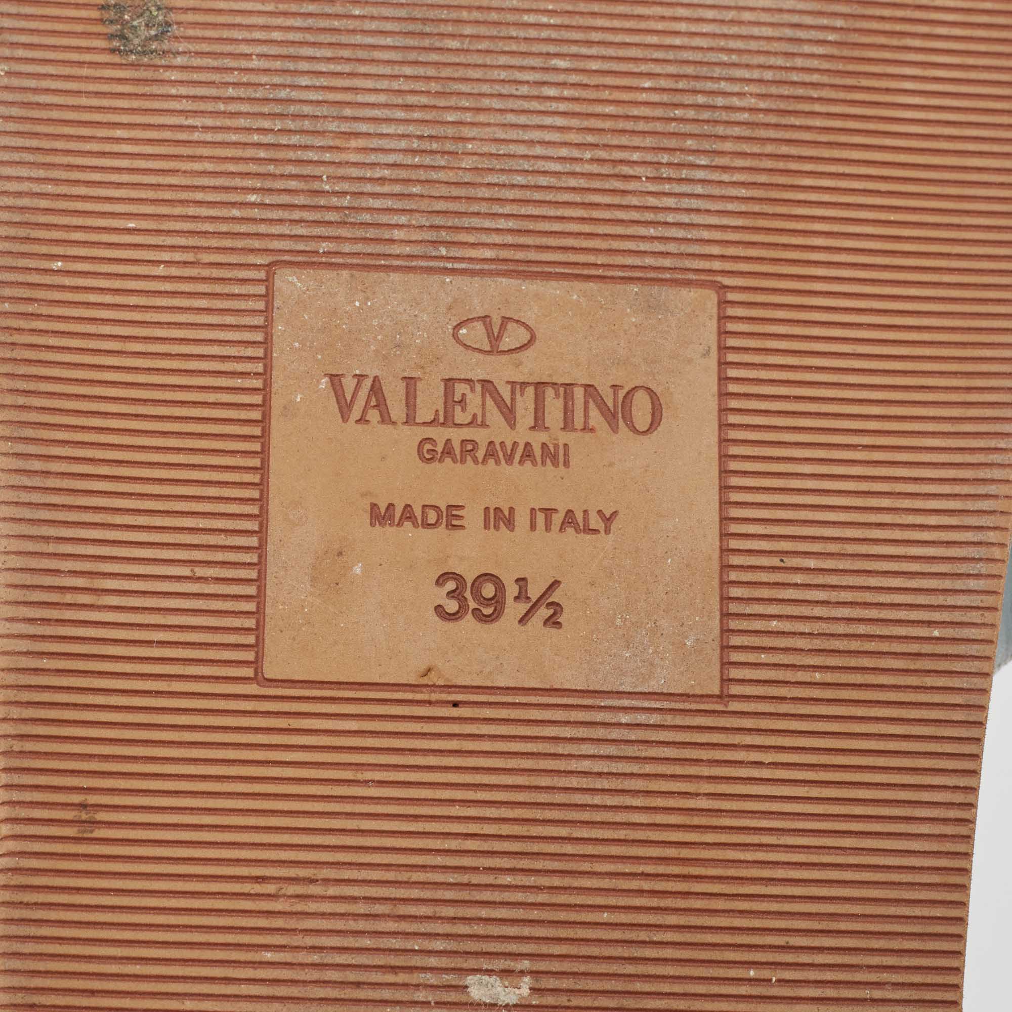 Valentino Grey Leather Roman Stud Flat Slides Size 39.5