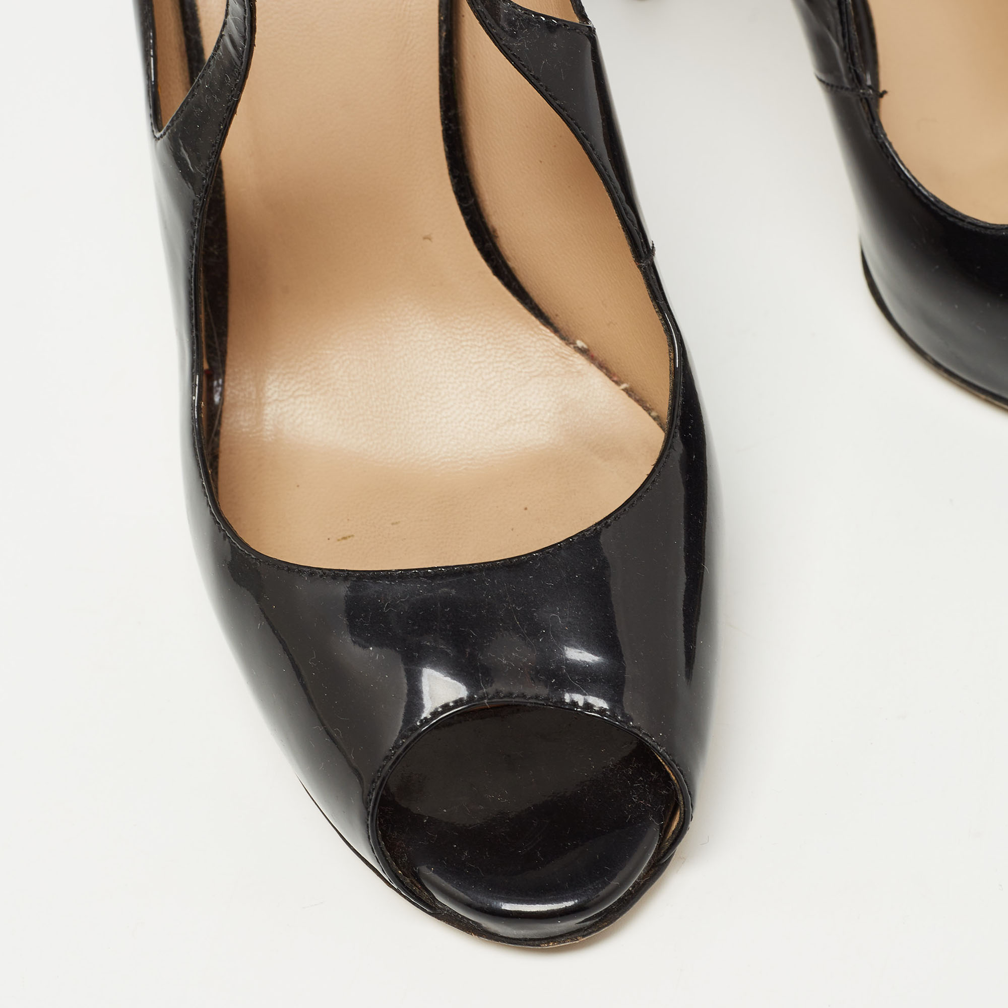 Valentino Black Patent Leather Ankle Strap Pumps Size 39.5