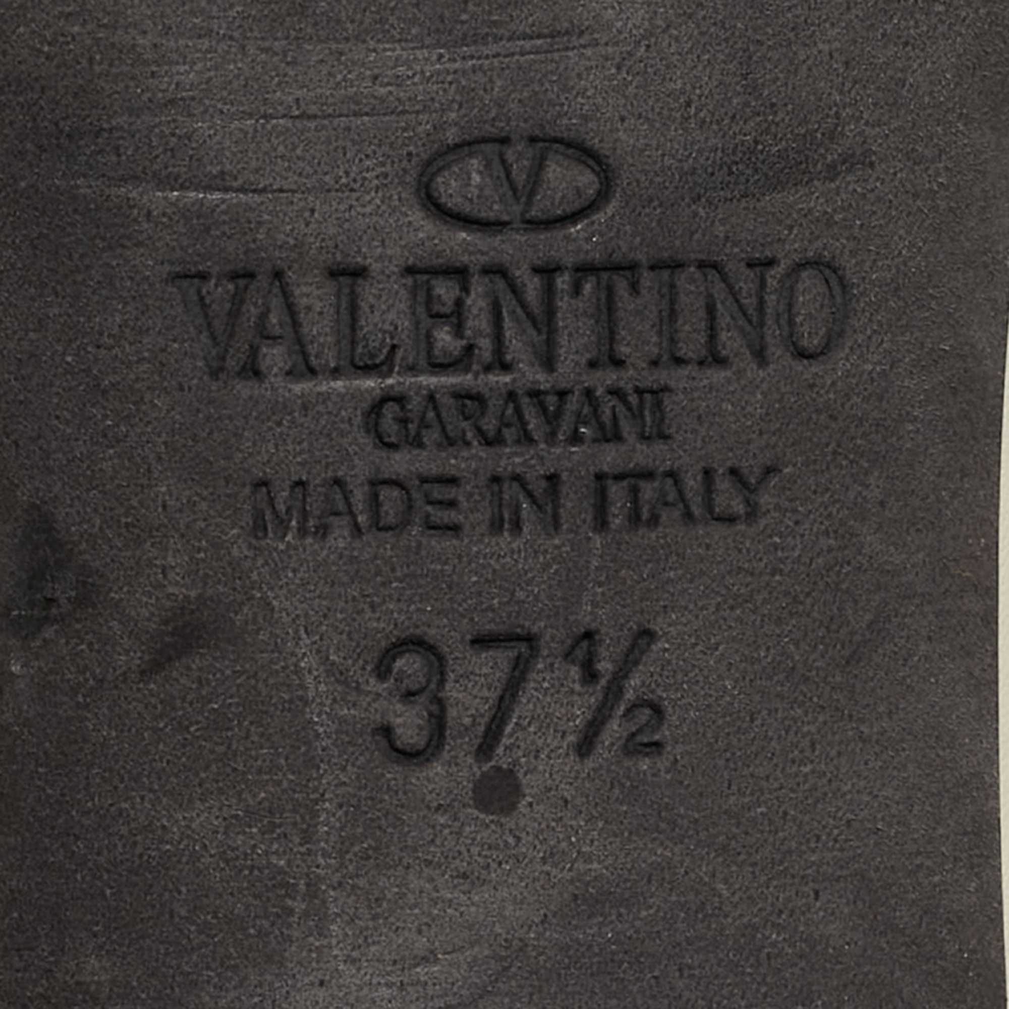 Valentino Black/White Leather Rockstud  Ankle Strap Pumps Size 37.5
