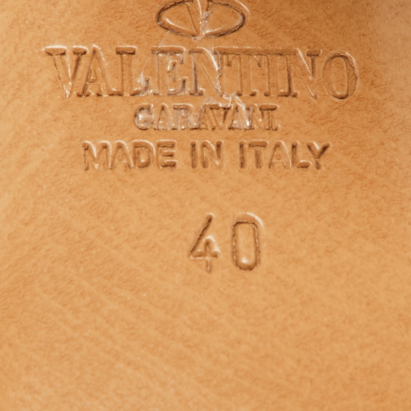 Valentino Black Leather Rockstud Ankle Strap Sandals Size 40