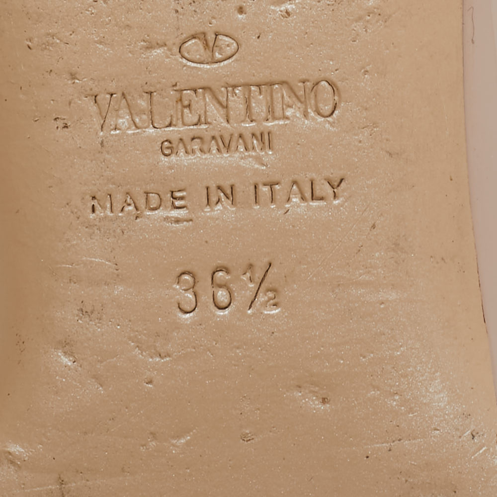 Valentino Beige Patent Leather Rockstud Ballet Flats Size 36.5
