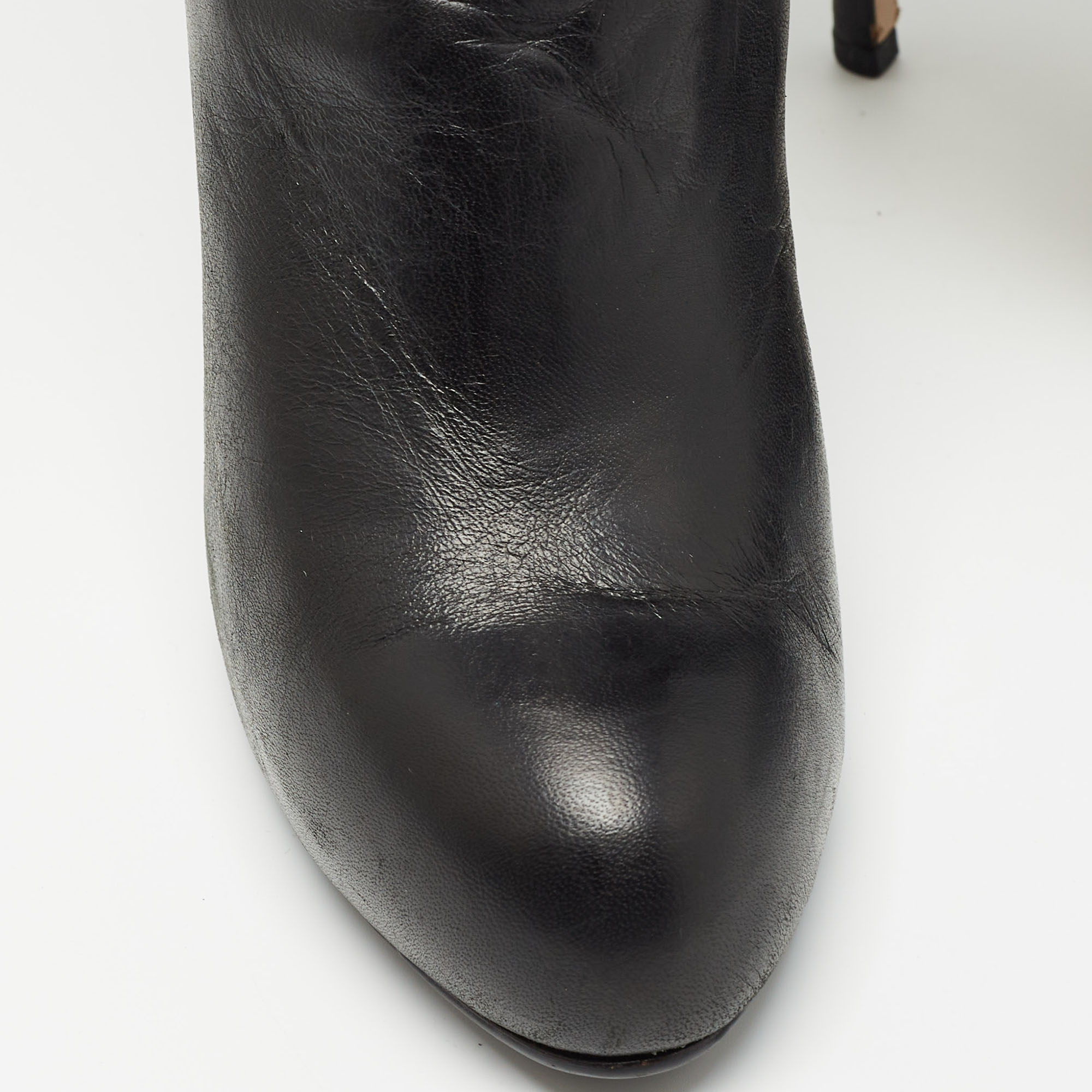 Valentino Black Leather Knee Length Boots Size 38