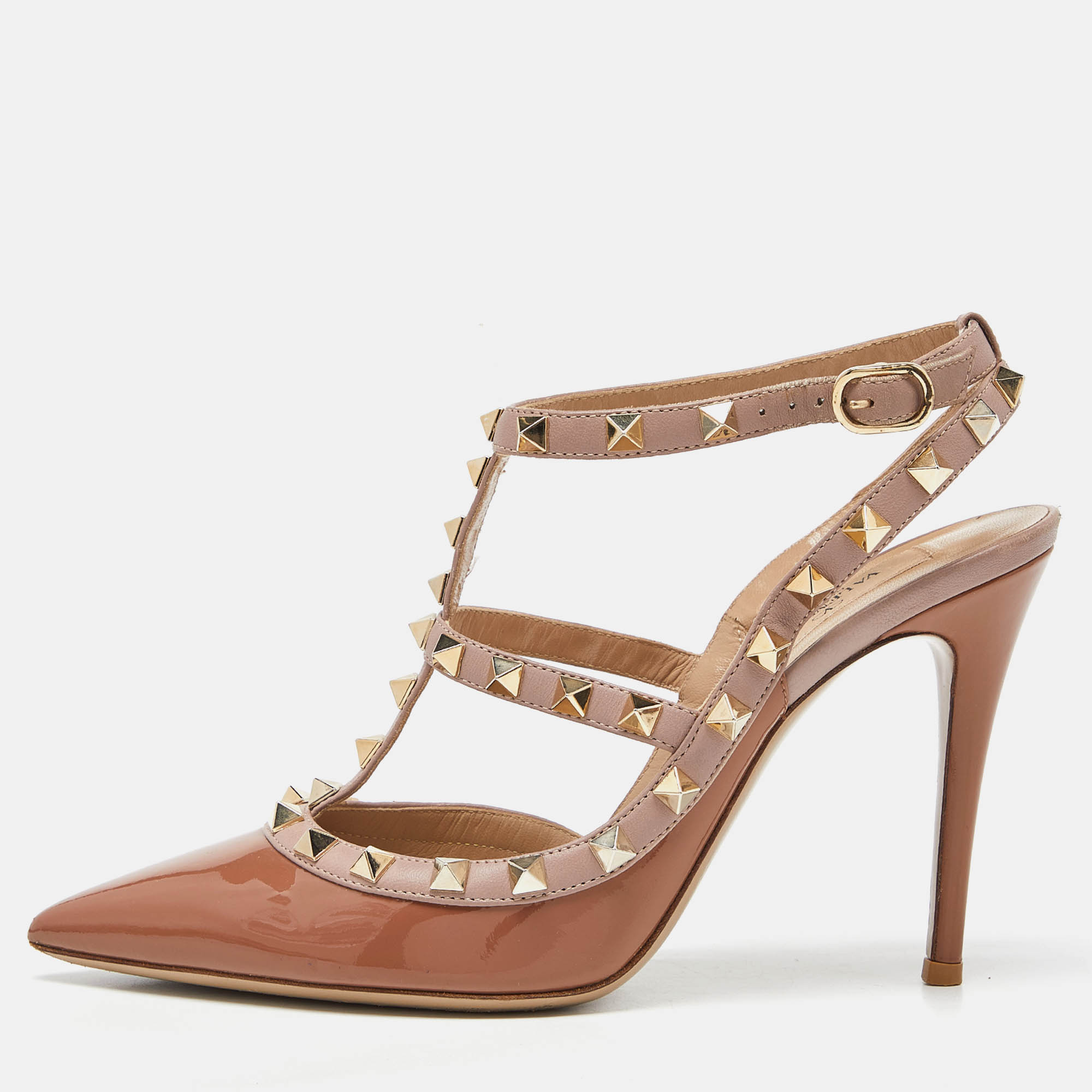 Valentino Brown/Pink Patent and Leather Rockstud Ankle Strap Sandals Size
Valentino Brown/Pink Patent and Leather Rockstud Ankle Strap Sandals Size