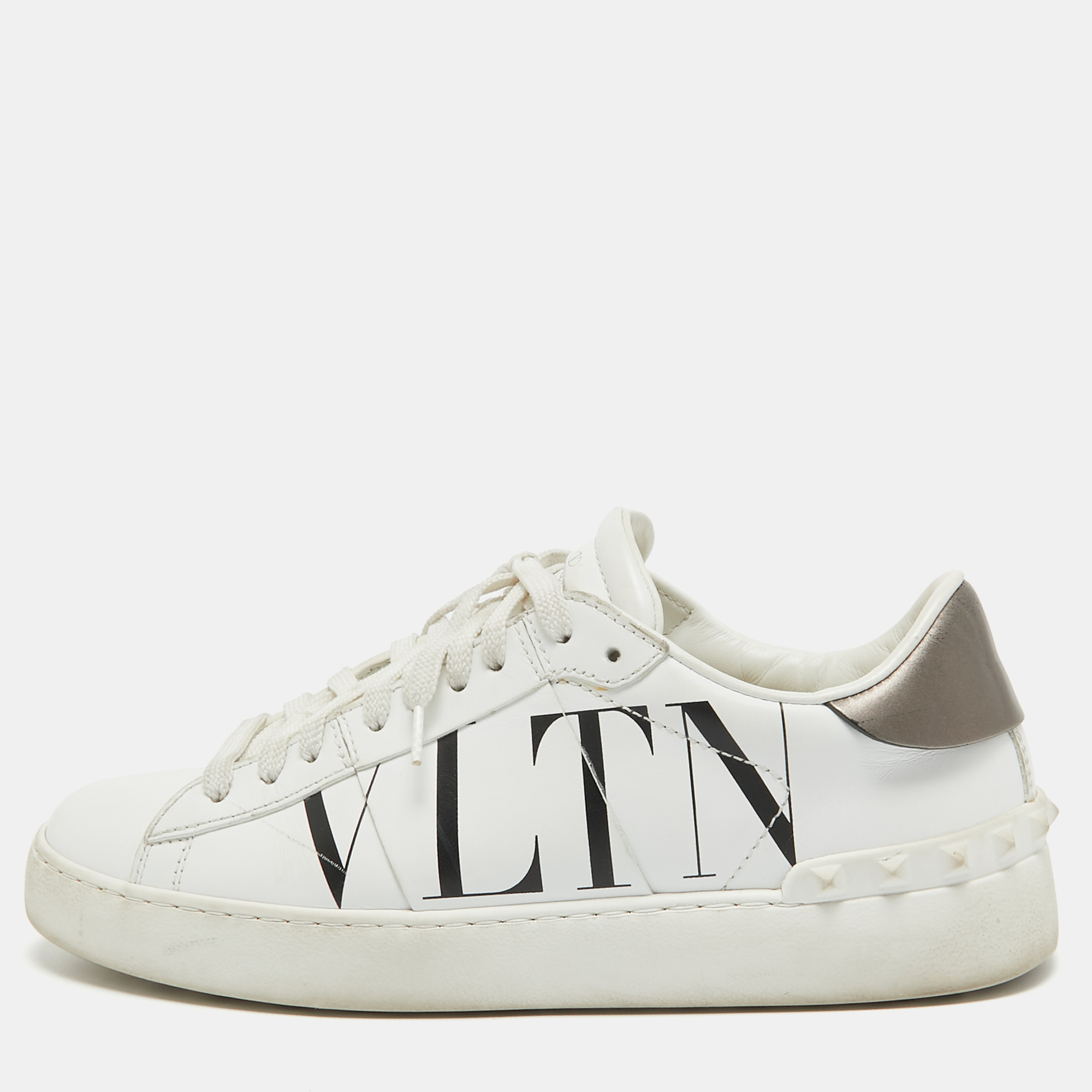 

Valentino White Leather VLTN Open Sneakers Size