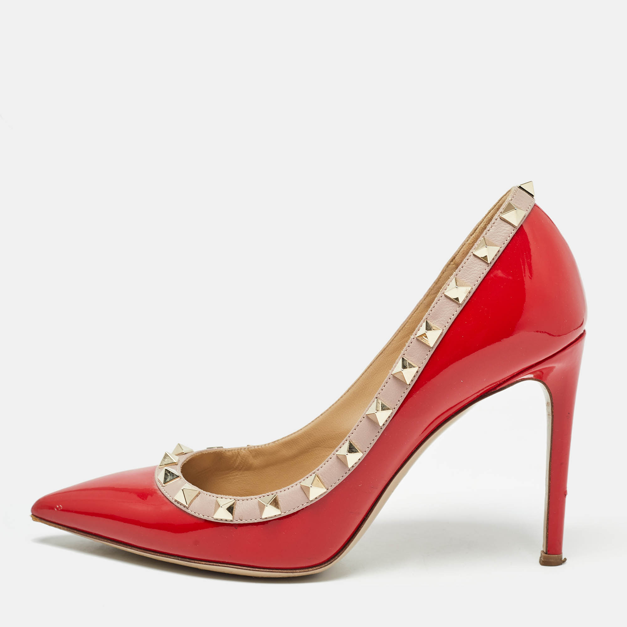 Valentino red patent leather rockstud pumps size 36