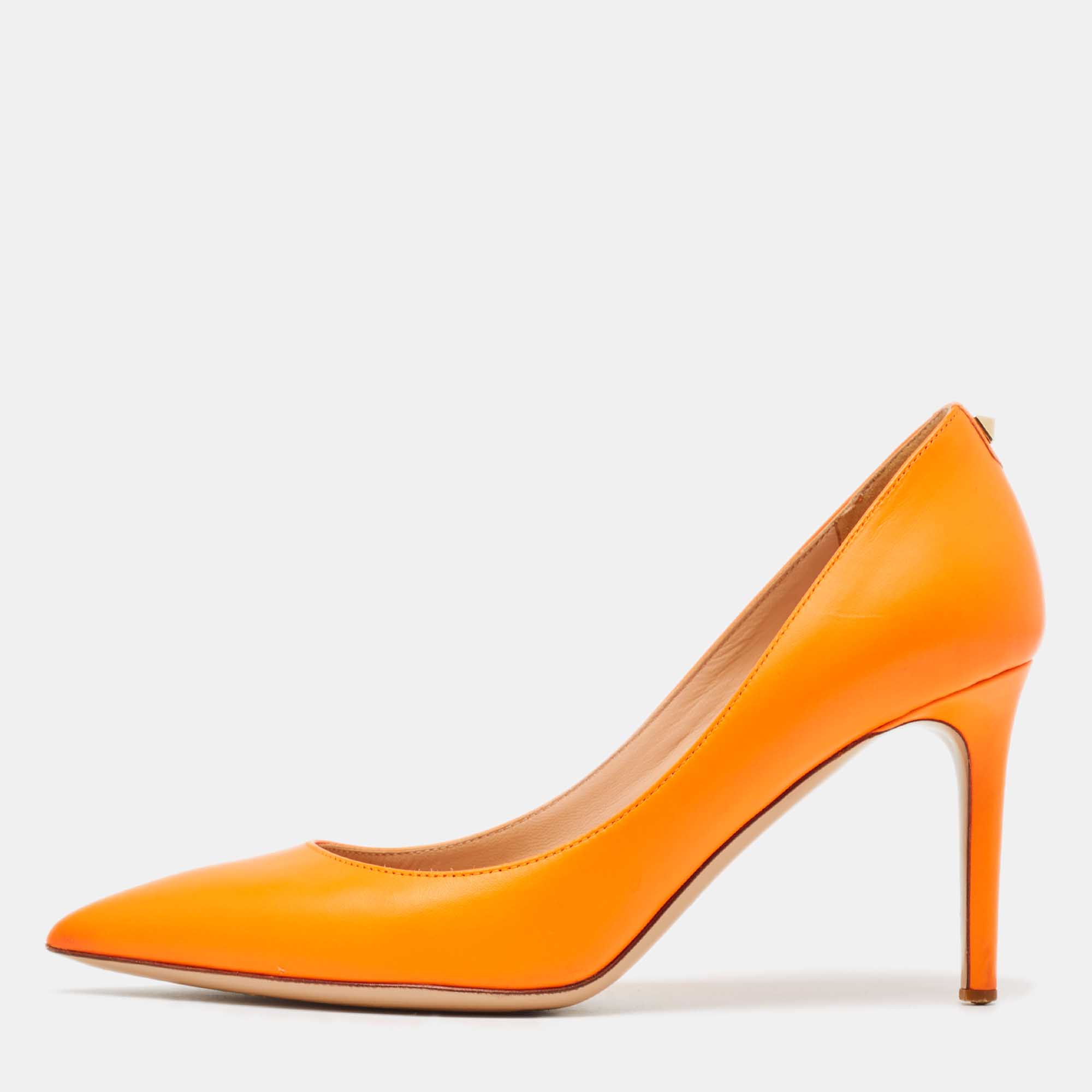 Valentino orange leather pointed toe  pumps size 36