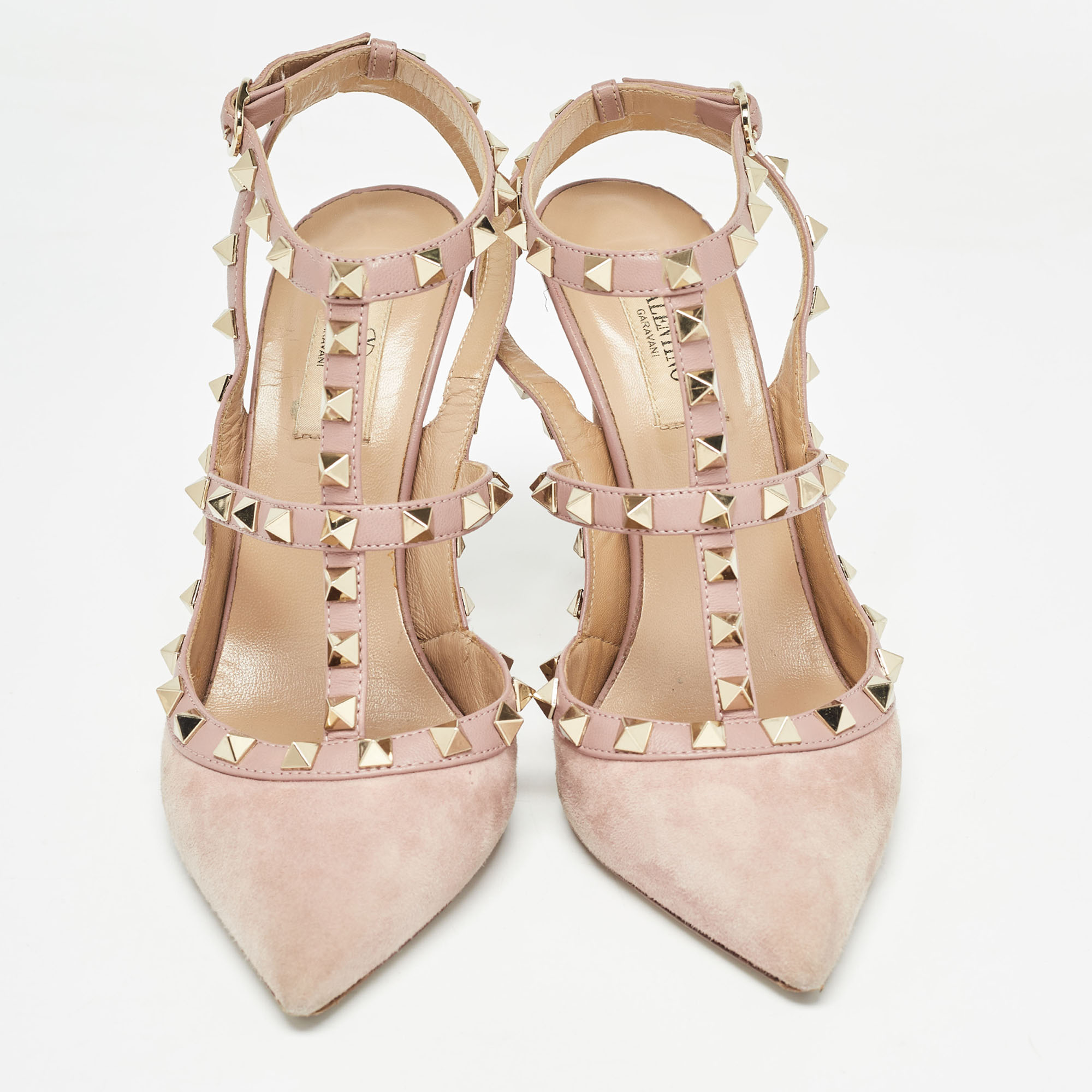 Valentino Dusty Pink Suede And Leather Rockstud Pumps Size 38