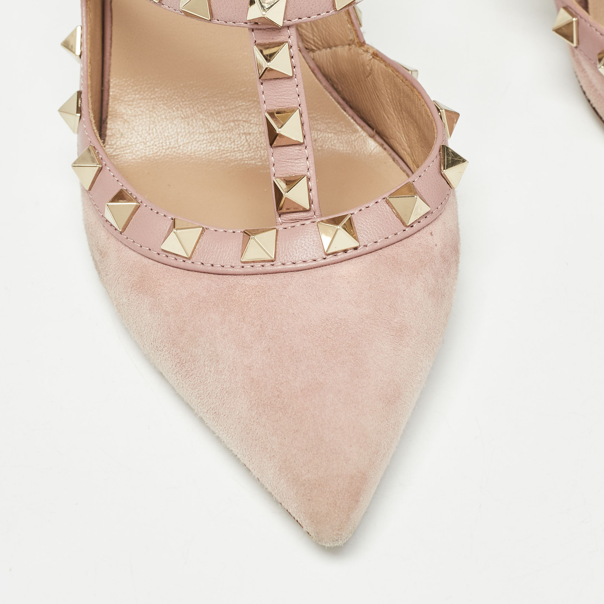 Valentino Dusty Pink Suede And Leather Rockstud Pumps Size 38