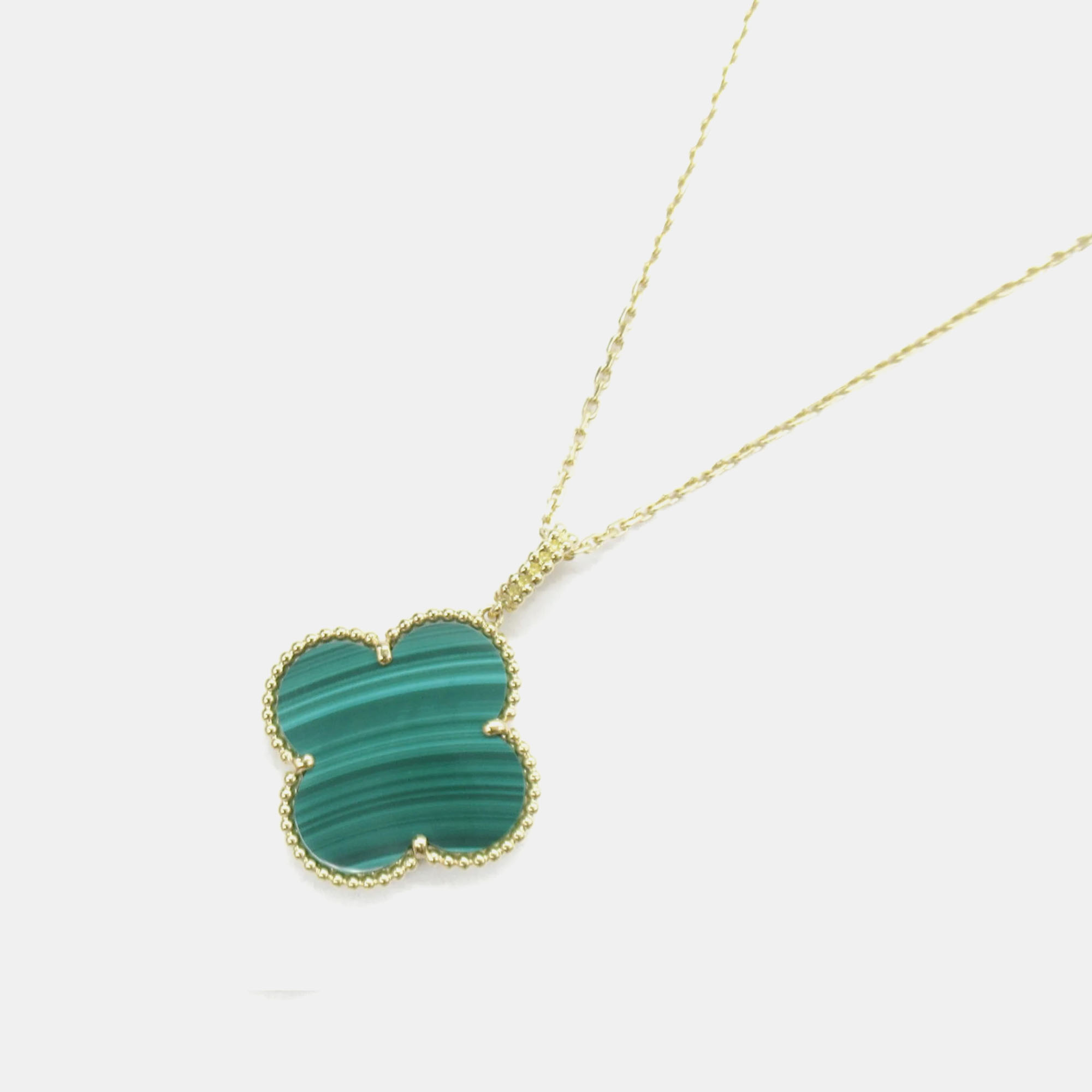 Van Cleef & Arpels 18K Yellow Gold, Malachite Magic Alhambra Pendant Necklace