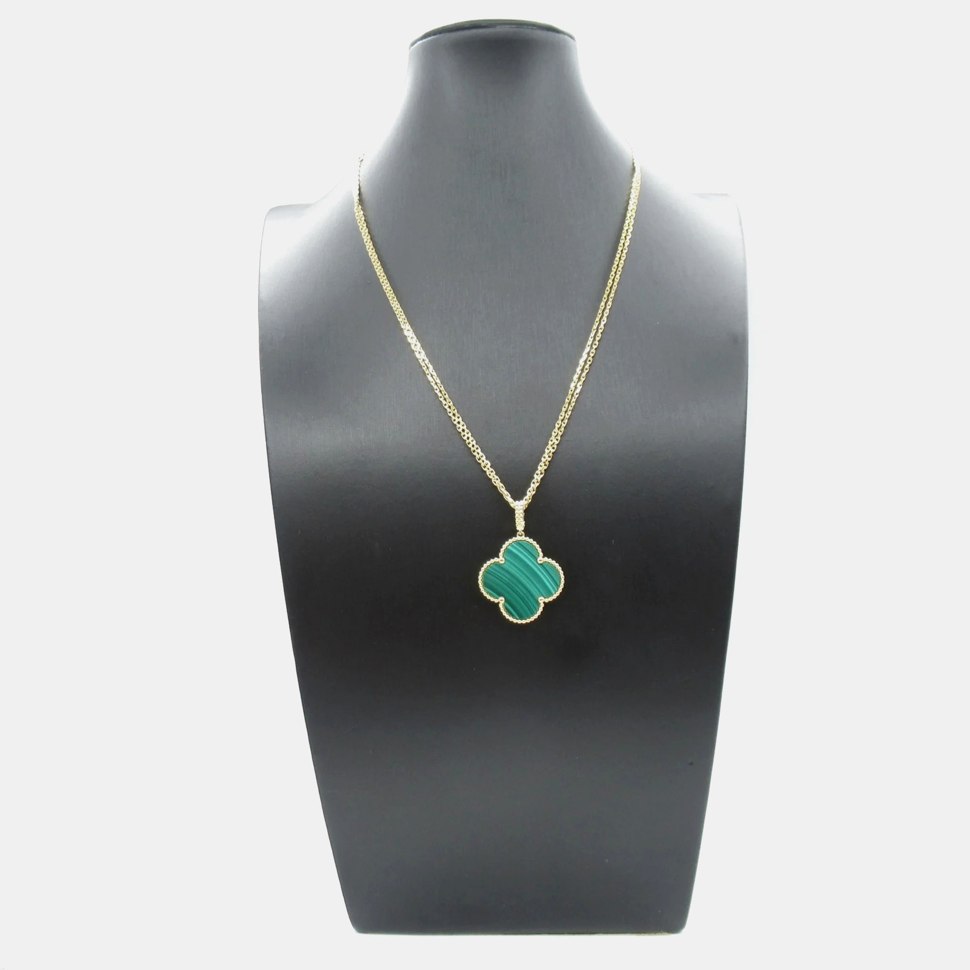 Van Cleef & Arpels 18K Yellow Gold, Malachite Magic Alhambra Pendant Necklace