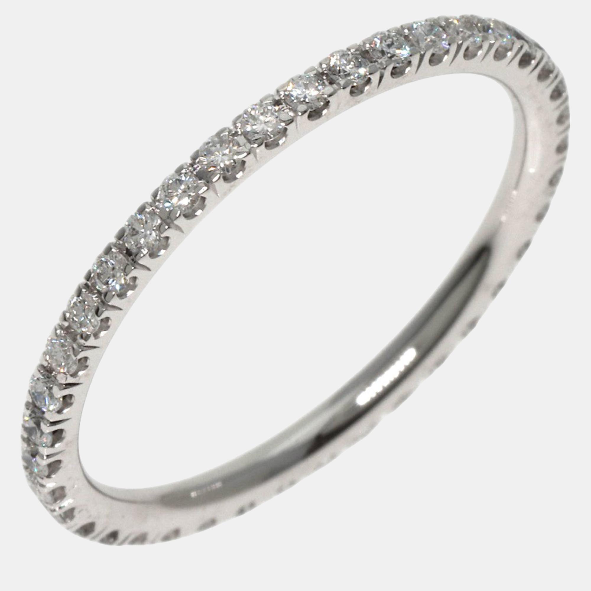 Van Cleef & Arpels 18K White Gold And Diamond Eternity Band Ring EU 49