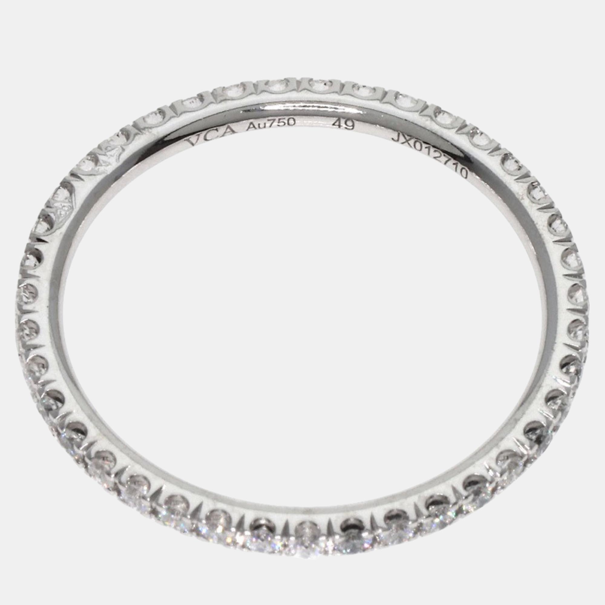 Van Cleef & Arpels 18K White Gold And Diamond Eternity Band Ring EU 49