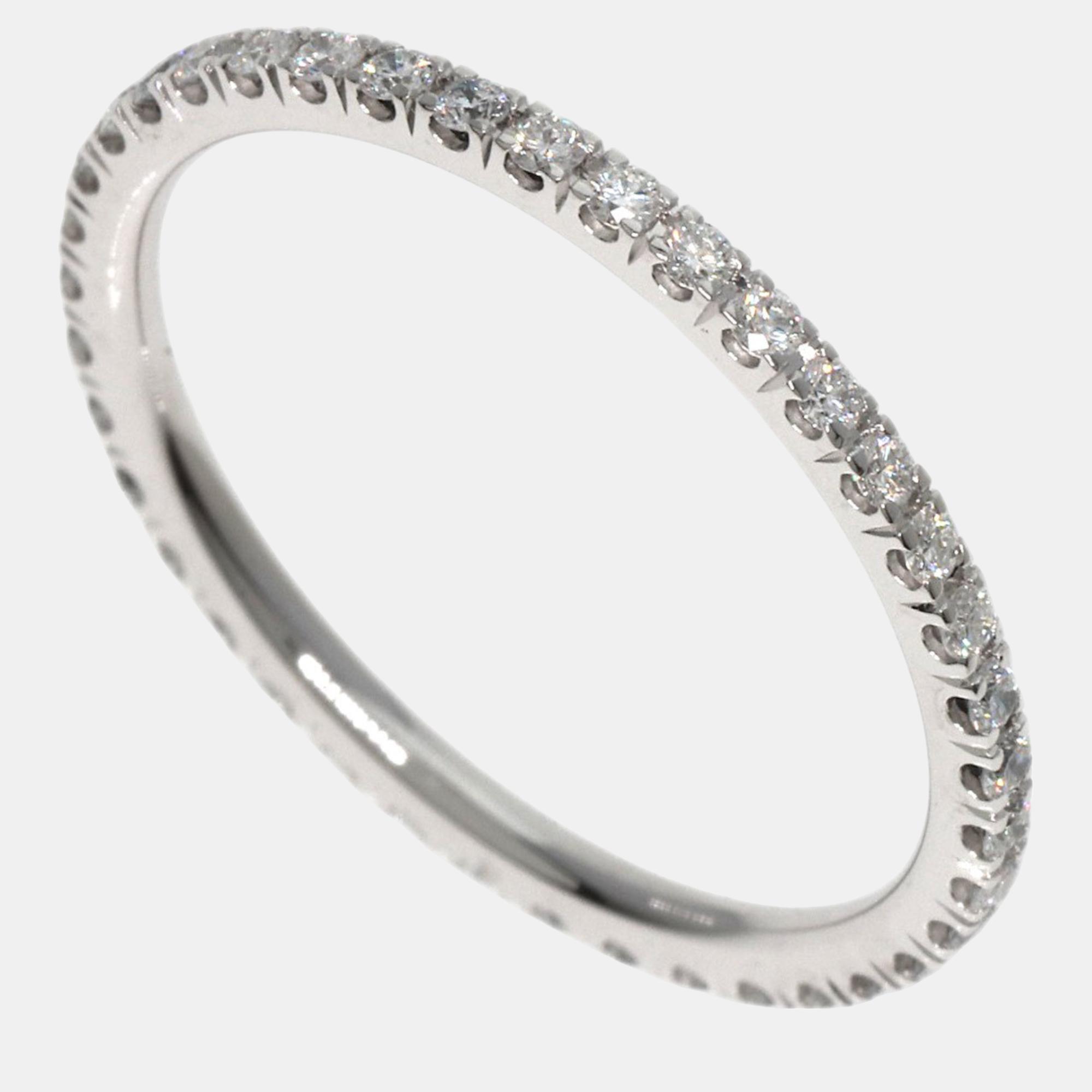 Van Cleef & Arpels 18K White Gold And Diamond Eternity Band Ring EU 49