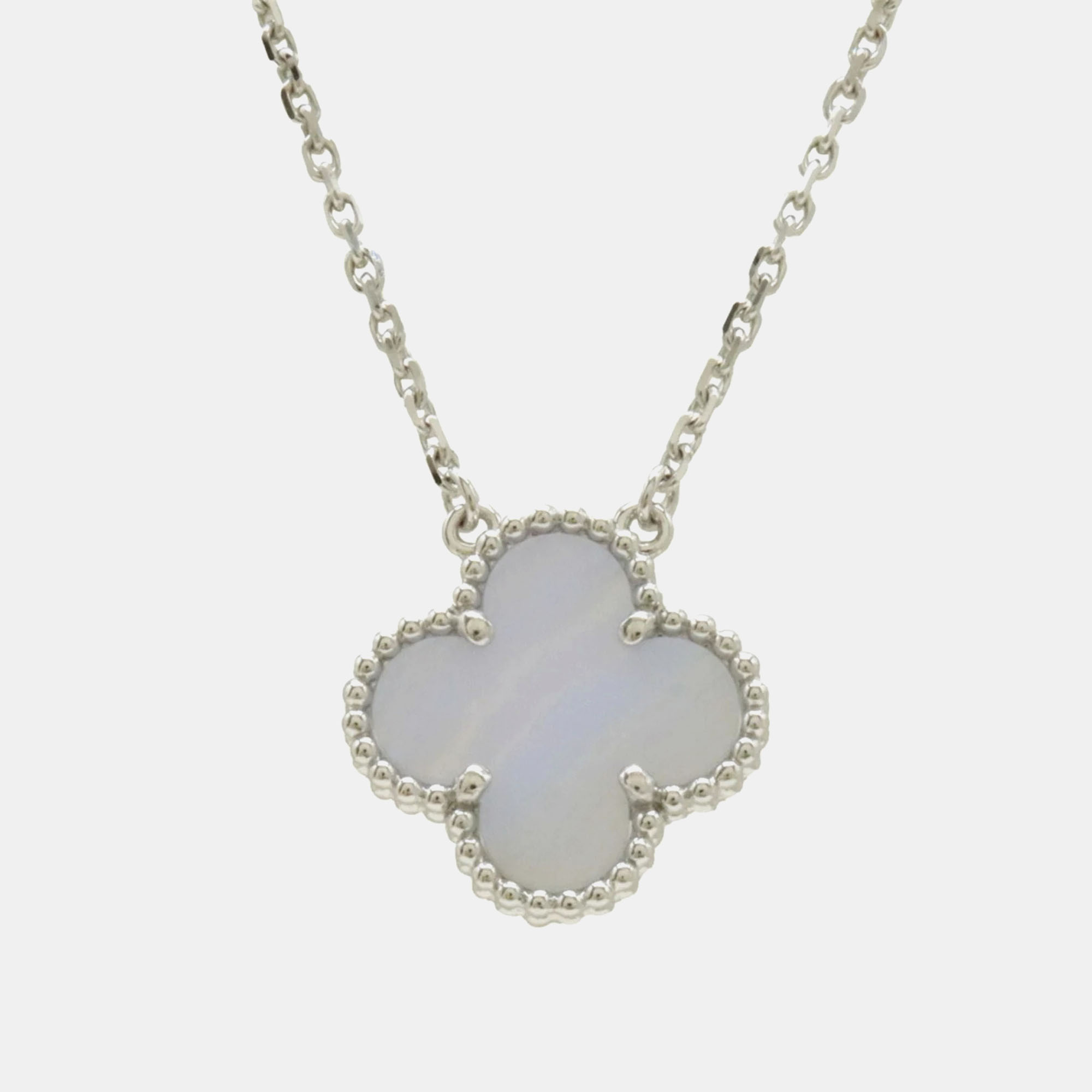 Van Cleef & Arpels Chalcedony White Gold VCA Alhambra Necklace