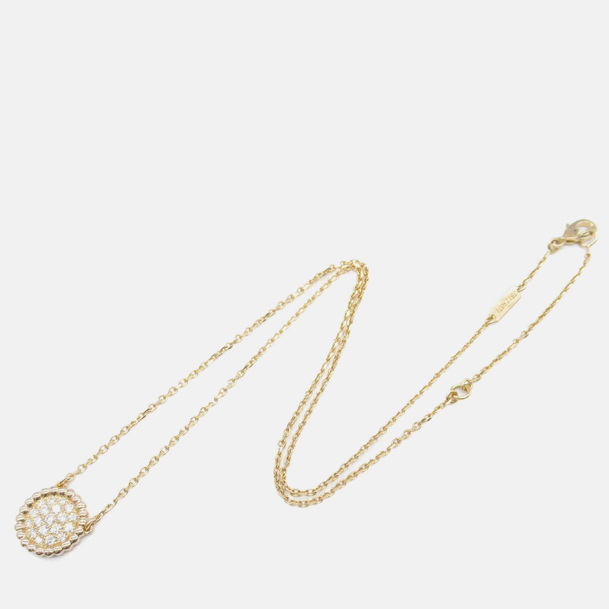 Van Cleef & Arpels 18K Yellow Gold And Diamond Perlée Pendant Necklace