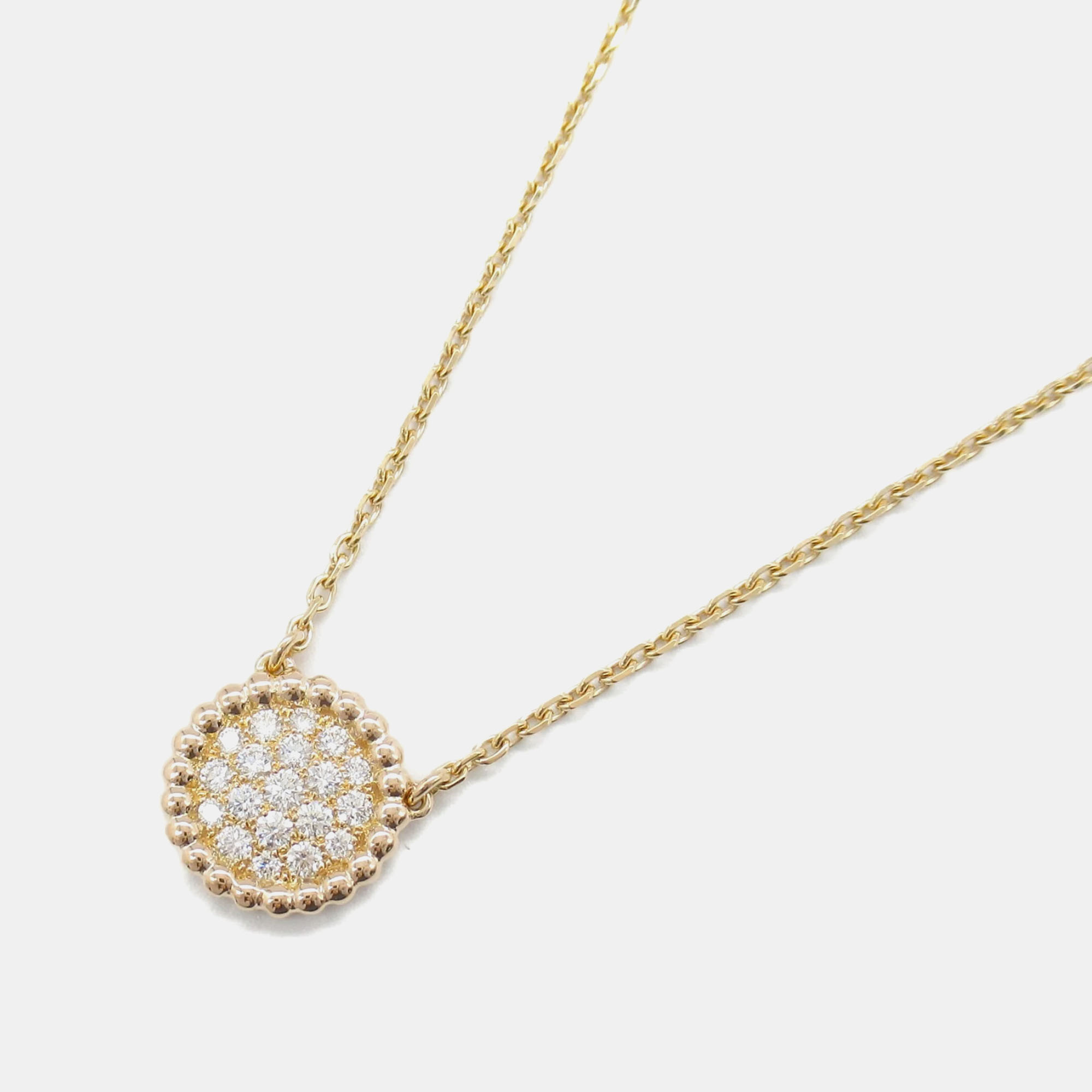 Van Cleef & Arpels 18K Yellow Gold And Diamond Perlée Pendant Necklace