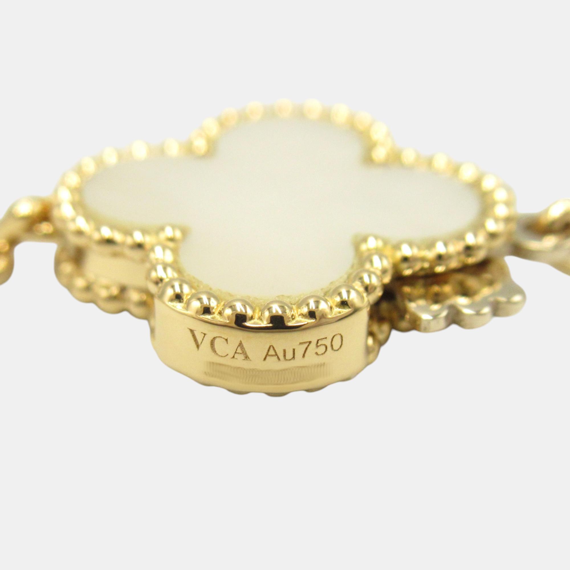 Van Cleef & Arpels 18k Yellow Gold Mother Of Pearl Black Metal Magic Alhambra 16 Motif Necklace