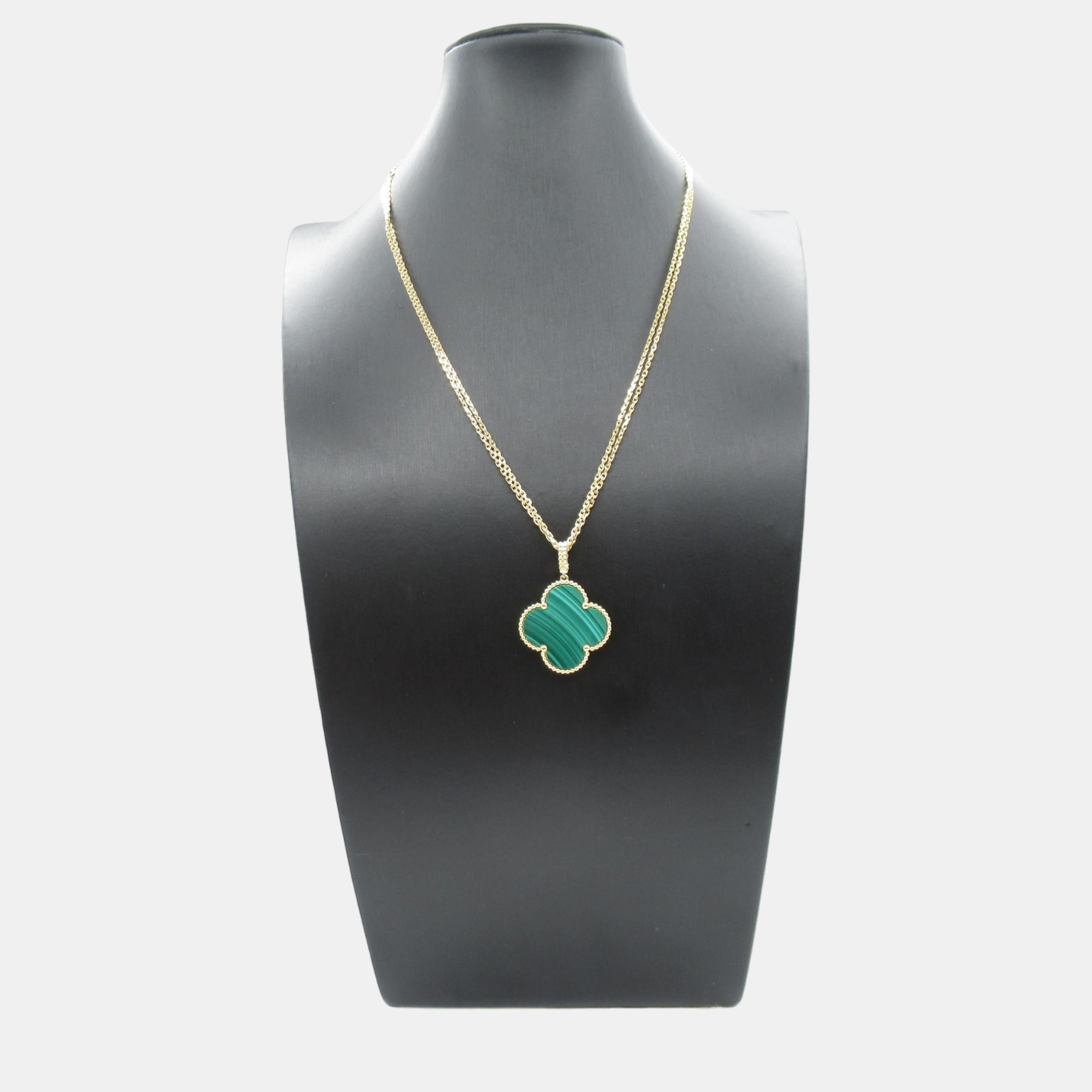 Van Cleef & Arpels Malachite Magic Alhambra Necklace Green Gemstones