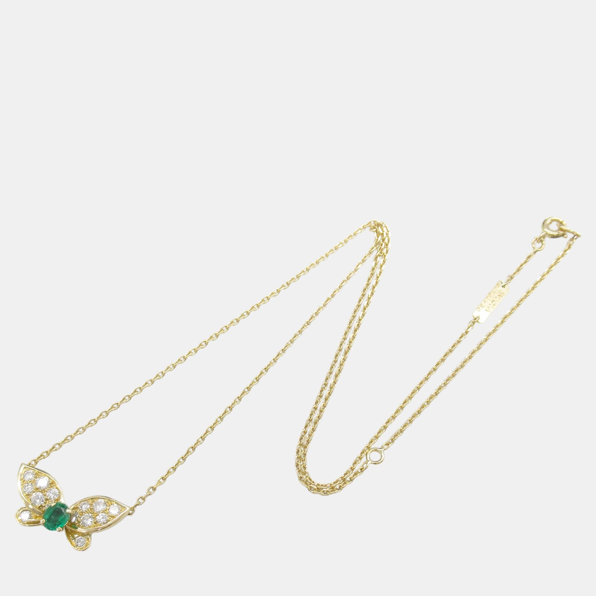 Van Cleef & Arpels 18k Gold Emerald Necklace Green Metal