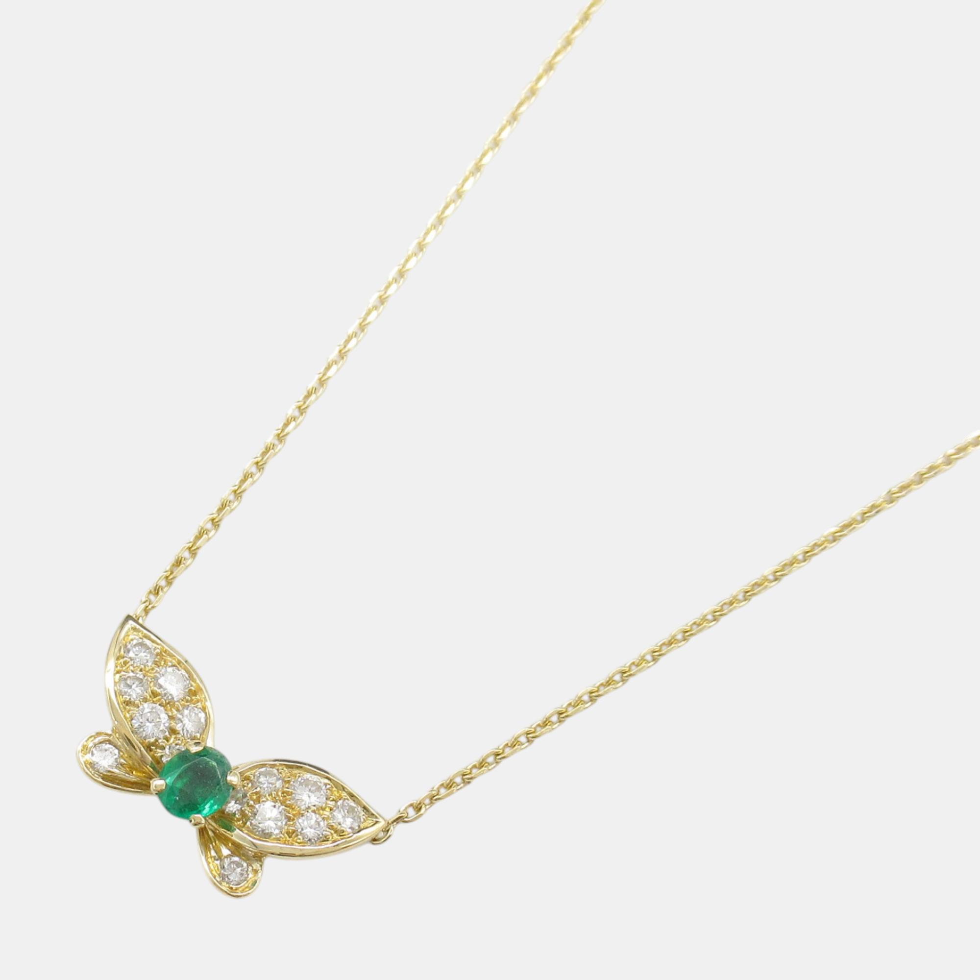 Van Cleef & Arpels 18k Gold Emerald Necklace Green Metal