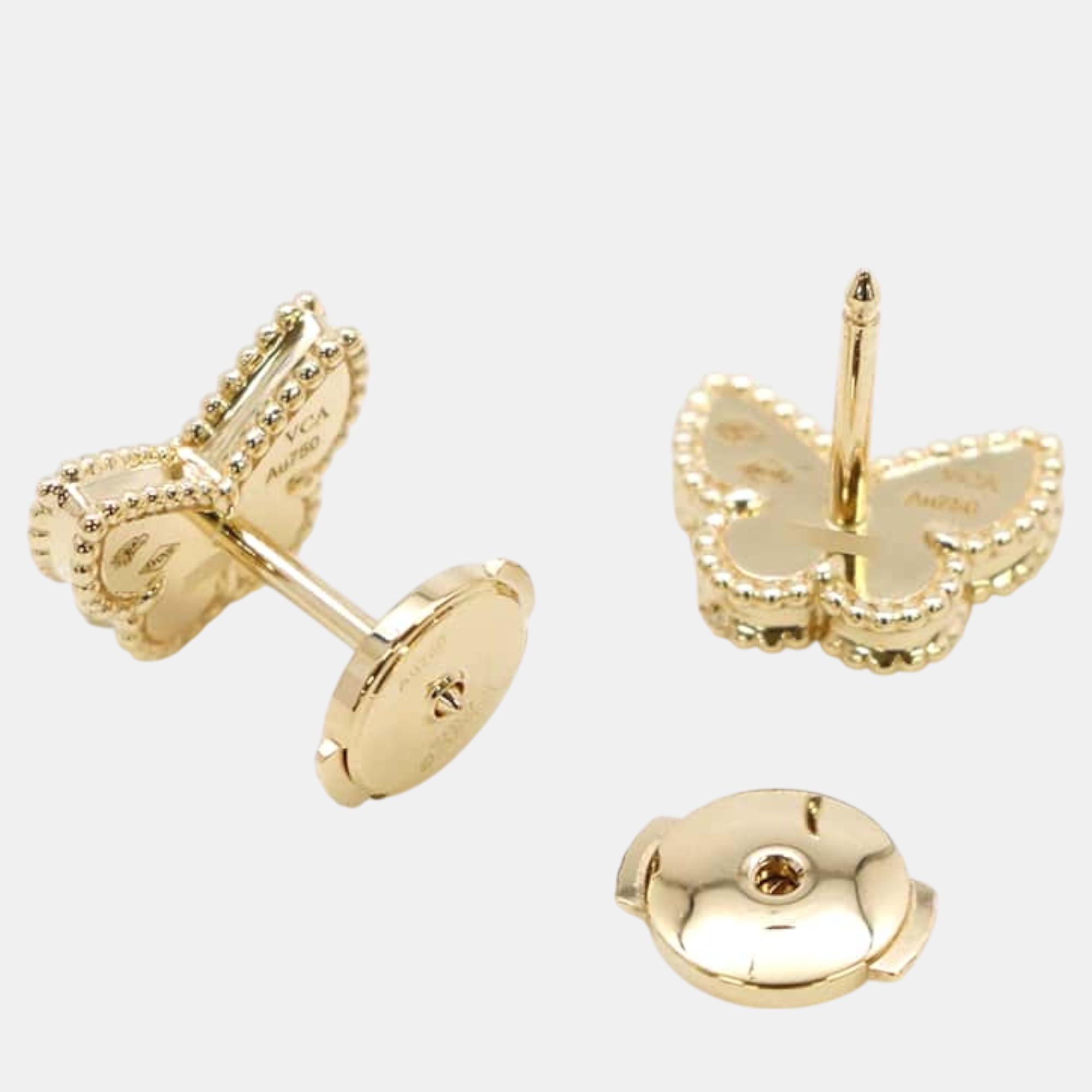 Van Cleef & Arpels 18K Yellow Gold Sweet Papillon Stud Earrings