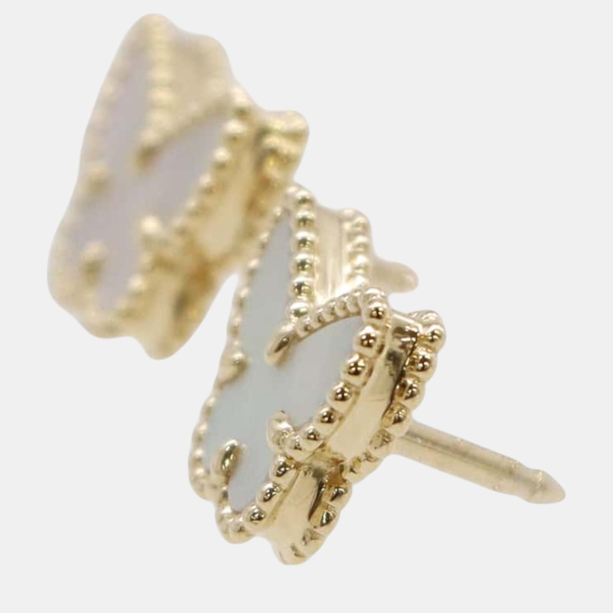 Van Cleef & Arpels 18K Yellow Gold Sweet Papillon Stud Earrings