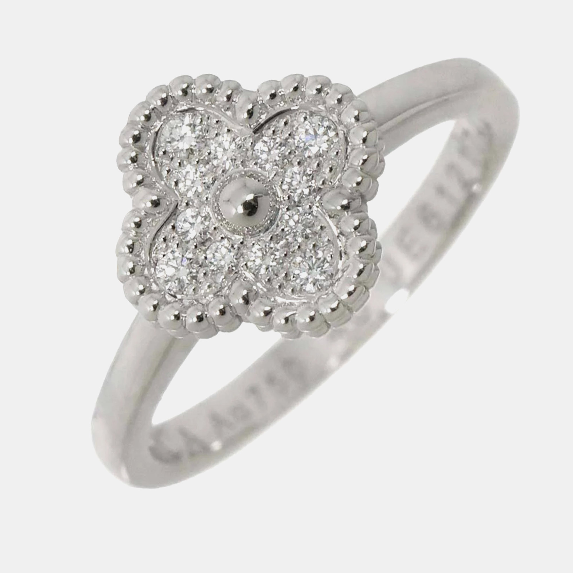 Van Cleef & Arpels 18K White Gold and Diamond Sweet Alhambra Ring EU 46
Van Cleef & Arpels 18K White Gold and Diamond Sweet Alhambra Ring EU 46