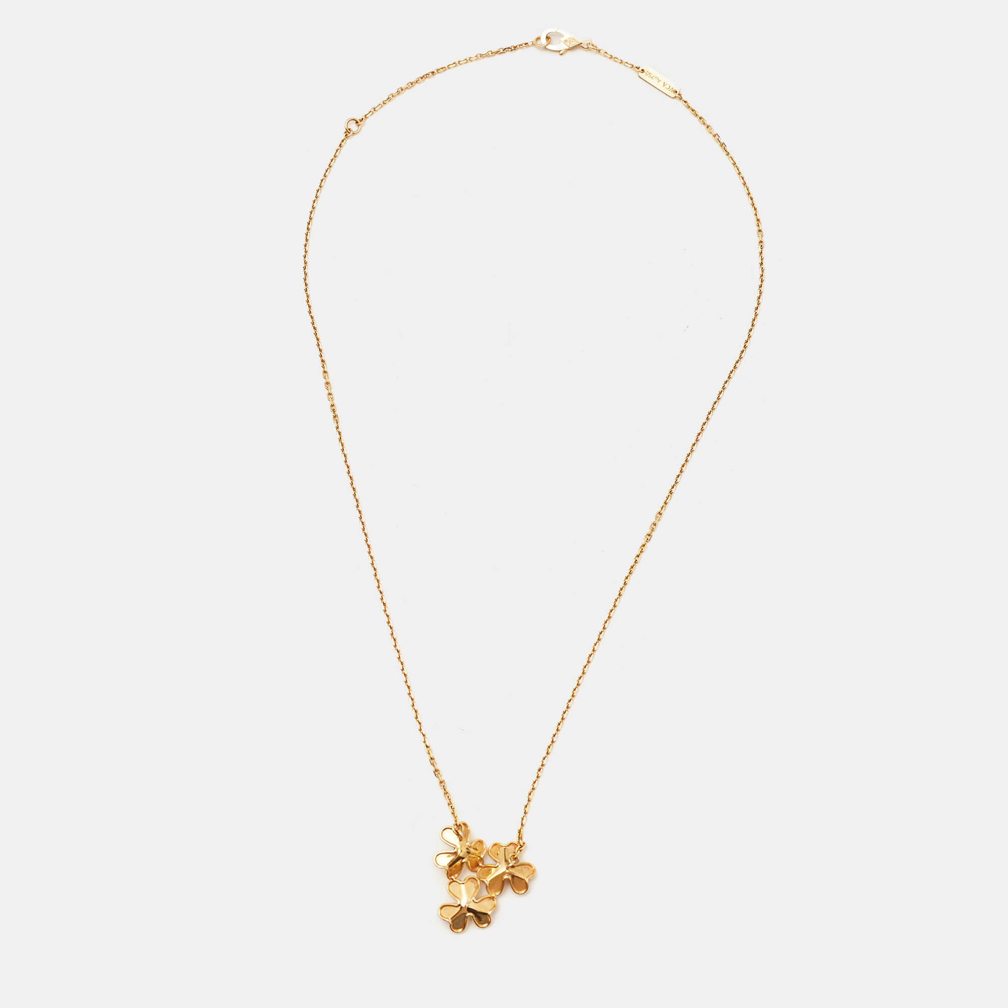 Van Cleef & Arpels Frivole 3 Flower Diamond 18k Yellow Gold Necklace