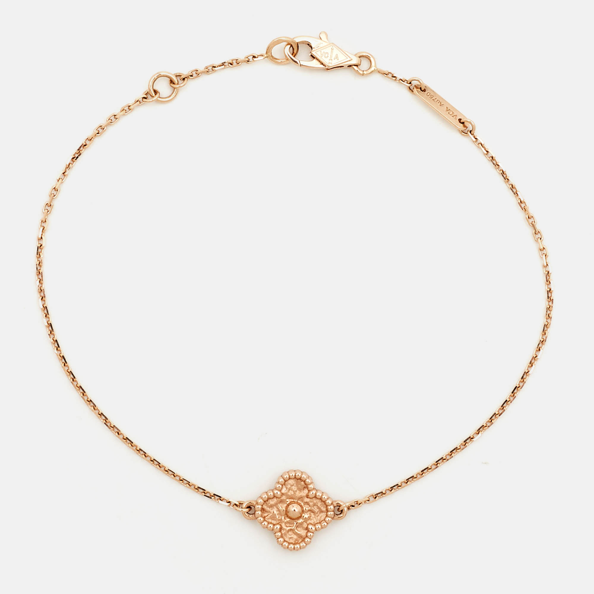 Van Cleef & Arpels Sweet Alhambra Hammered 18k Rose Gold Bracelet