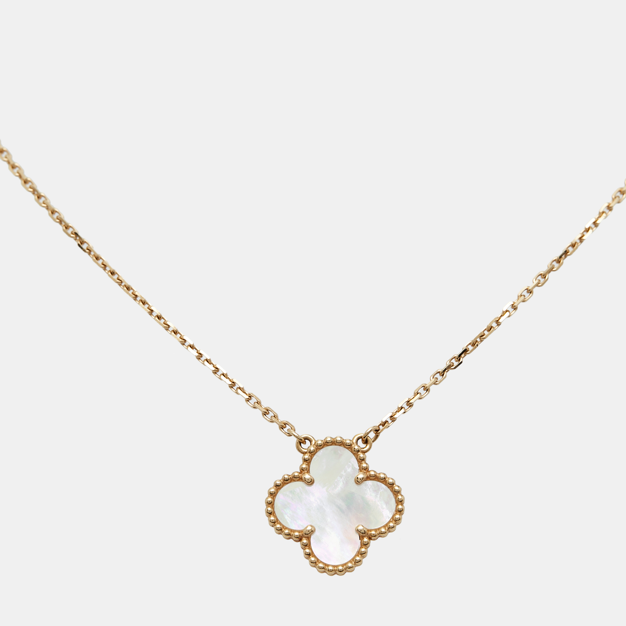 Van Cleef & Arpels Vintage Alhambra Mother Of Pearl 18k Yellow Gold Necklace