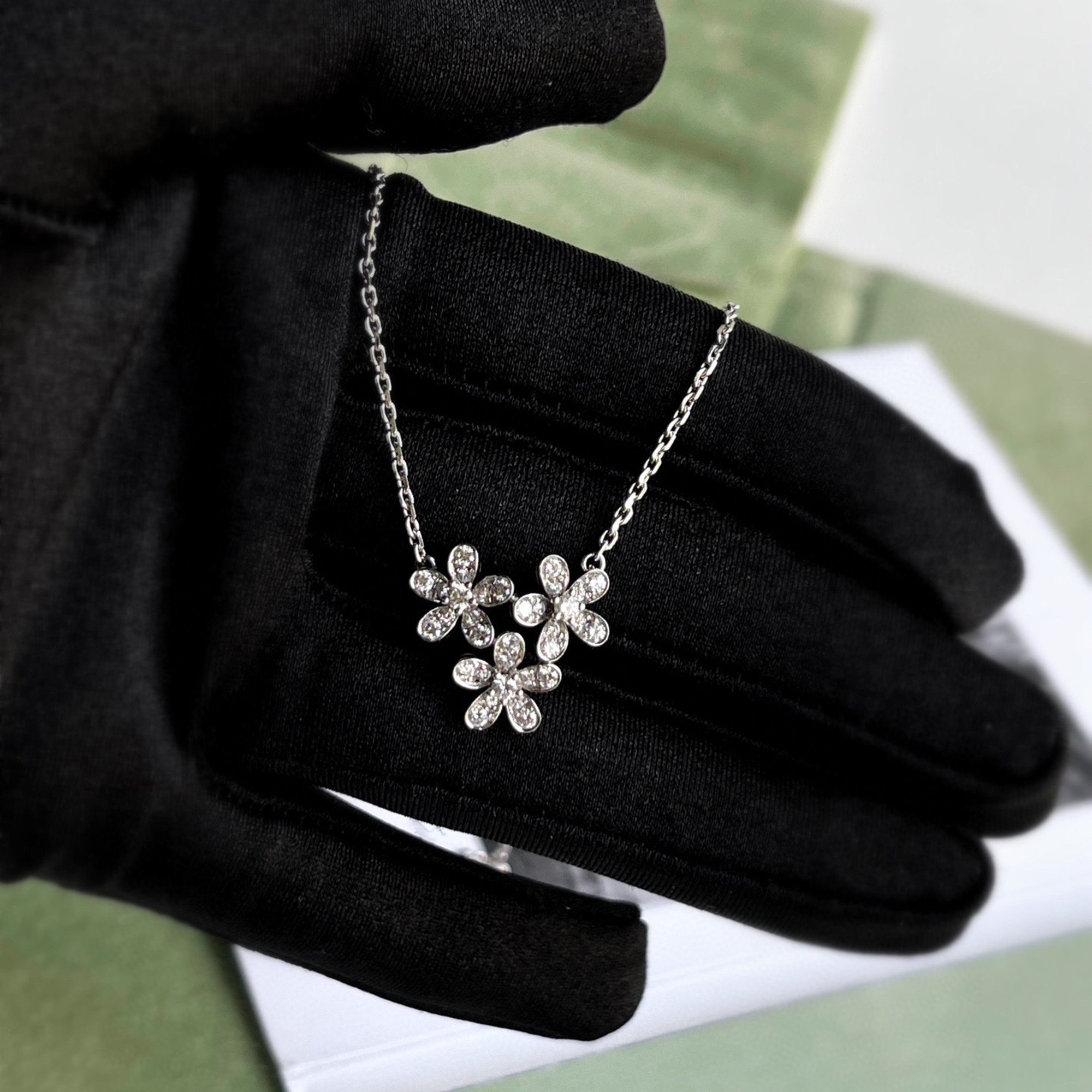 Van Cleef & Arpels 18K White Gold and Diamond Socrate 3 Flower Pendant Necklace
Van Cleef & Arpels 18K White Gold and Diamond Socrate 3 Flower Pendant Necklace