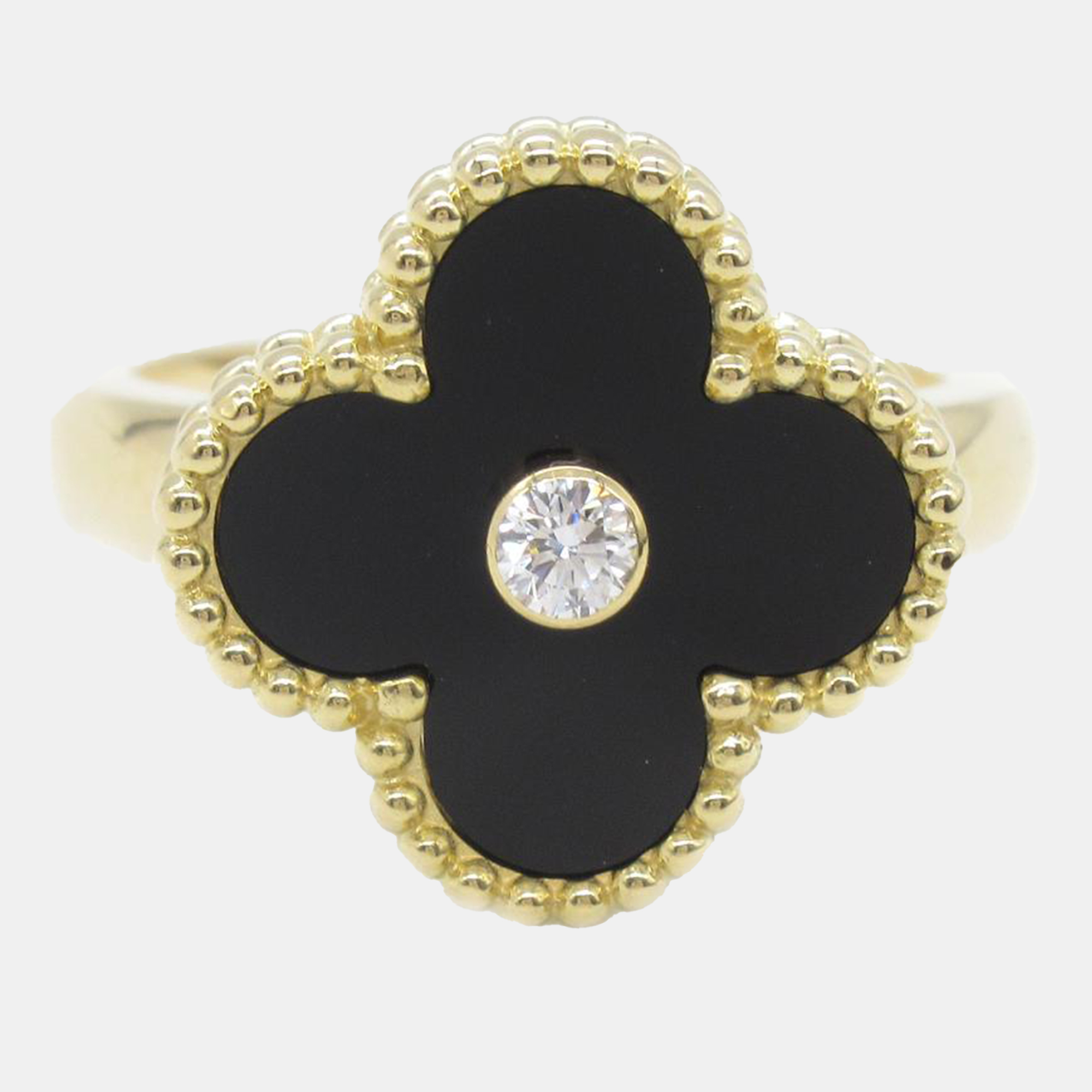 Van Cleef & Arpels 18K Yellow Gold, Diamond, Onyx Vintage Alhambra Ring EU 50
Van Cleef & Arpels 18K Yellow Gold, Diamond, Onyx Vintage Alhambra Ring EU 50