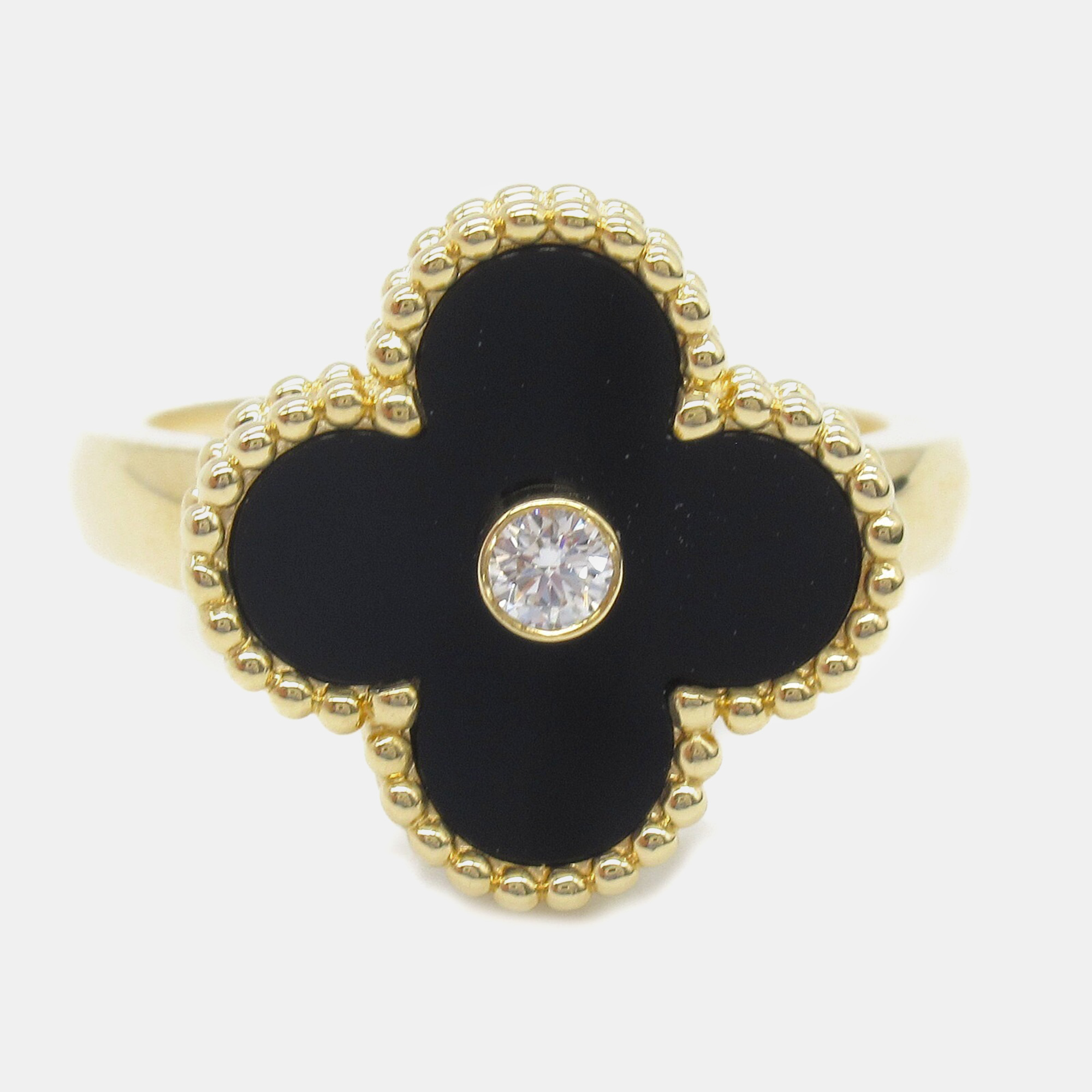Van Cleef & Arpels Vintage Alhambra 18K Yellow Gold, Diamond, Onyx Ring EU 50.5
Van Cleef & Arpels Vintage Alhambra 18K Yellow Gold, Diamond, Onyx Ring EU 50.5