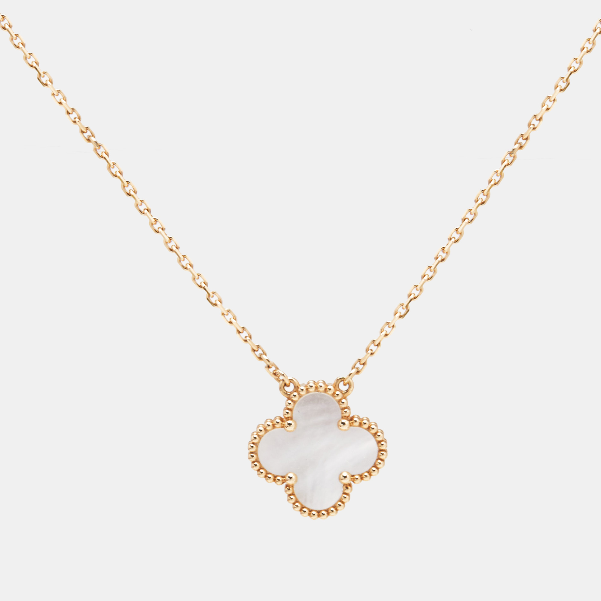 Van Cleef & Arpels Vintage Alhambra Mother of Pearl 18k Yellow Gold Necklace
Van Cleef & Arpels Vintage Alhambra Mother of Pearl 18k Yellow Gold Necklace