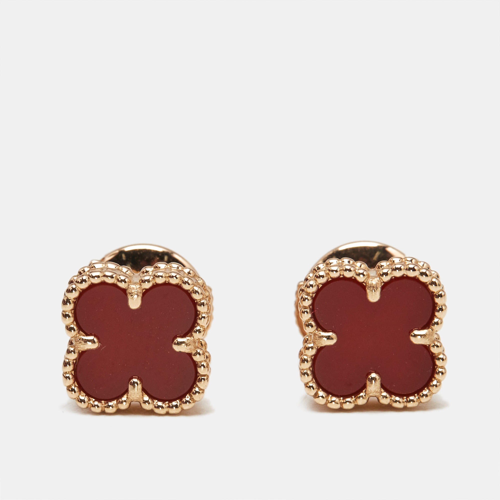 Van Cleef & Arpels Sweet Alhambra Carnelian 18k Rose Gold Stud Earrings
Van Cleef & Arpels Sweet Alhambra Carnelian 18k Rose Gold Stud Earrings