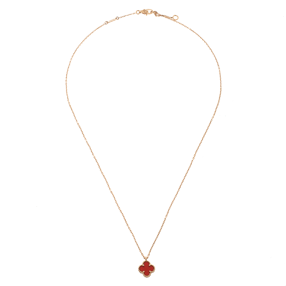 Van Cleef & Arpels Sweet Alhambra Carnelian 18K Rose Gold Mini Pendant Chain Necklace
Van Cleef & Arpels Sweet Alhambra Carnelian 18K Rose Gold Mini Pendant Chain Necklace