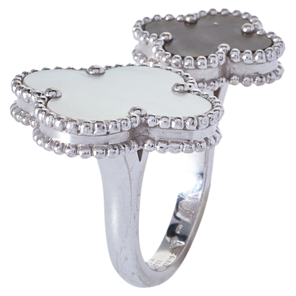 Van Cleef & Arpels Magic Alhambra 18K White Gold Between The Fingers Ring Size 52