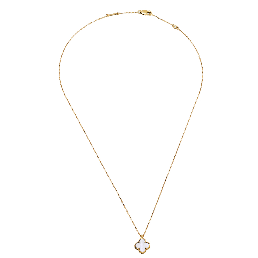 Van Cleef & Arpels Sweet Alhambra Mother of Pearl 18K Yellow Gold Pendant Necklace
Van Cleef & Arpels Sweet Alhambra Mother of Pearl 18K Yellow Gold Pendant Necklace