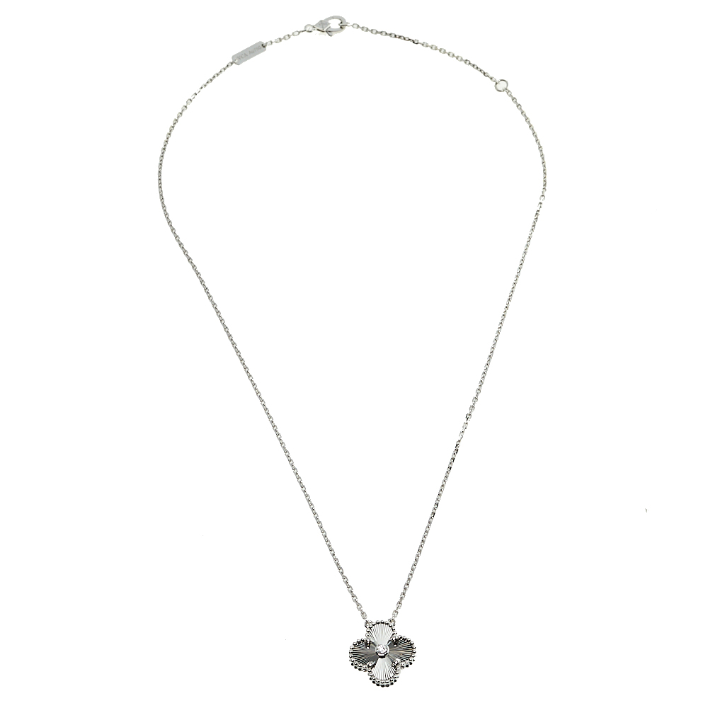 Van Cleef & Arpels Vintage Alhambra Diamond 18K White Gold Pendant Necklace
Van Cleef & Arpels Vintage Alhambra Diamond 18K White Gold Pendant Necklace