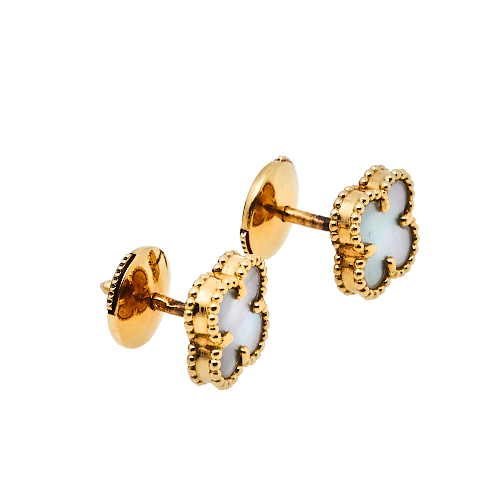 Van Cleef & Arpels Sweet Alhambra Mother of Pearl 18K Yellow Gold Stud Earrings
Van Cleef & Arpels Sweet Alhambra Mother of Pearl 18K Yellow Gold Stud Earrings